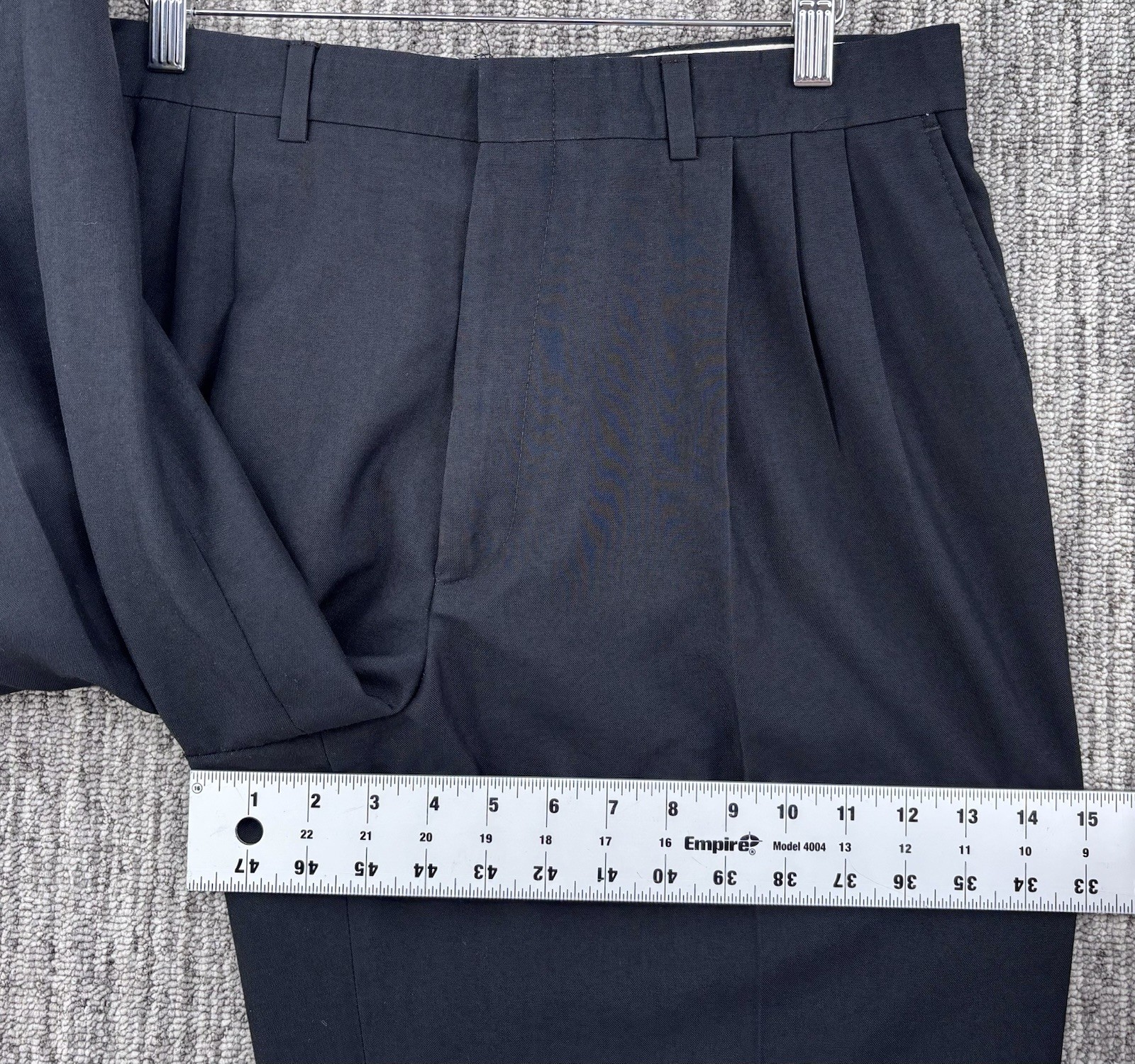 VTG Men’s Loose Relaxed Black Pleated Cuffed Dress Pants 32×31 Talon Zipper
