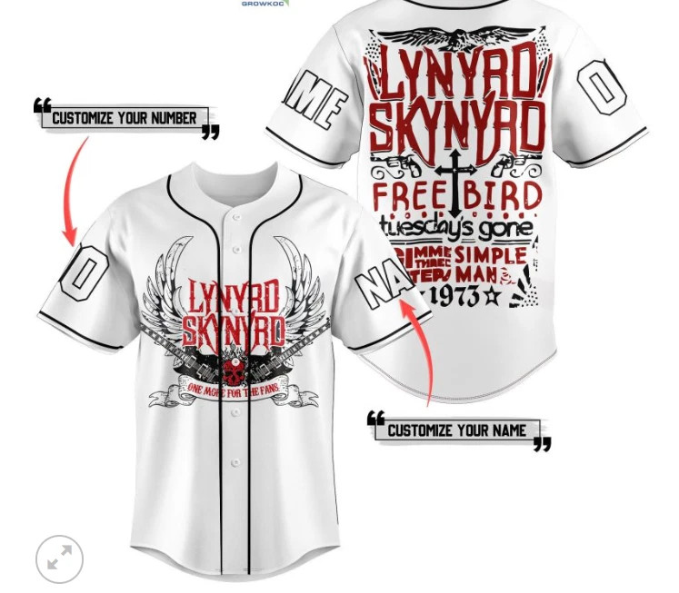 Lynyrd Skynyrd One More For The Fans baseball jersey, new 3d gift