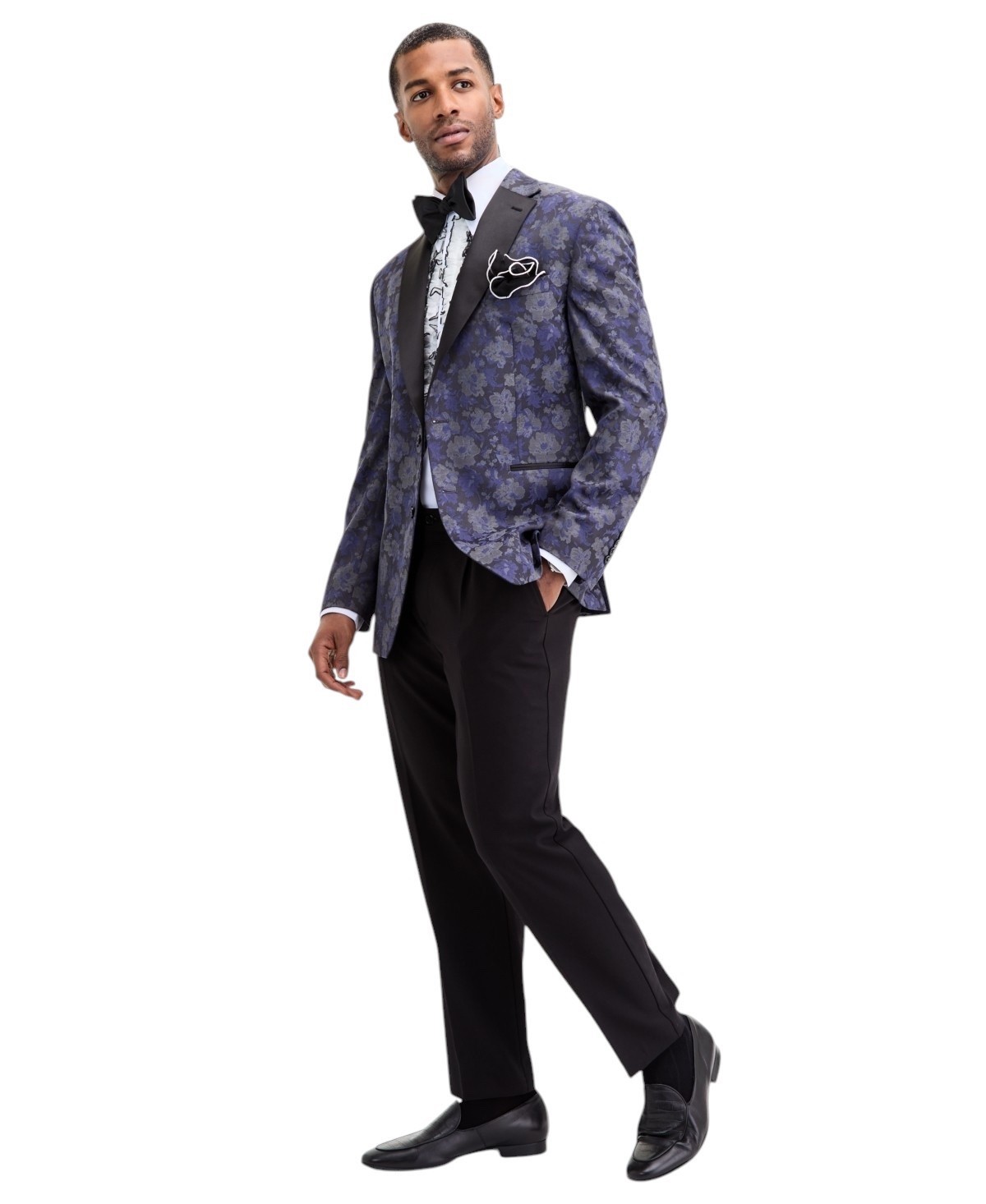 Tayion Collection Men’s Classic-Fit Floral Jacquard Dinner Jacket -Purple -42 R