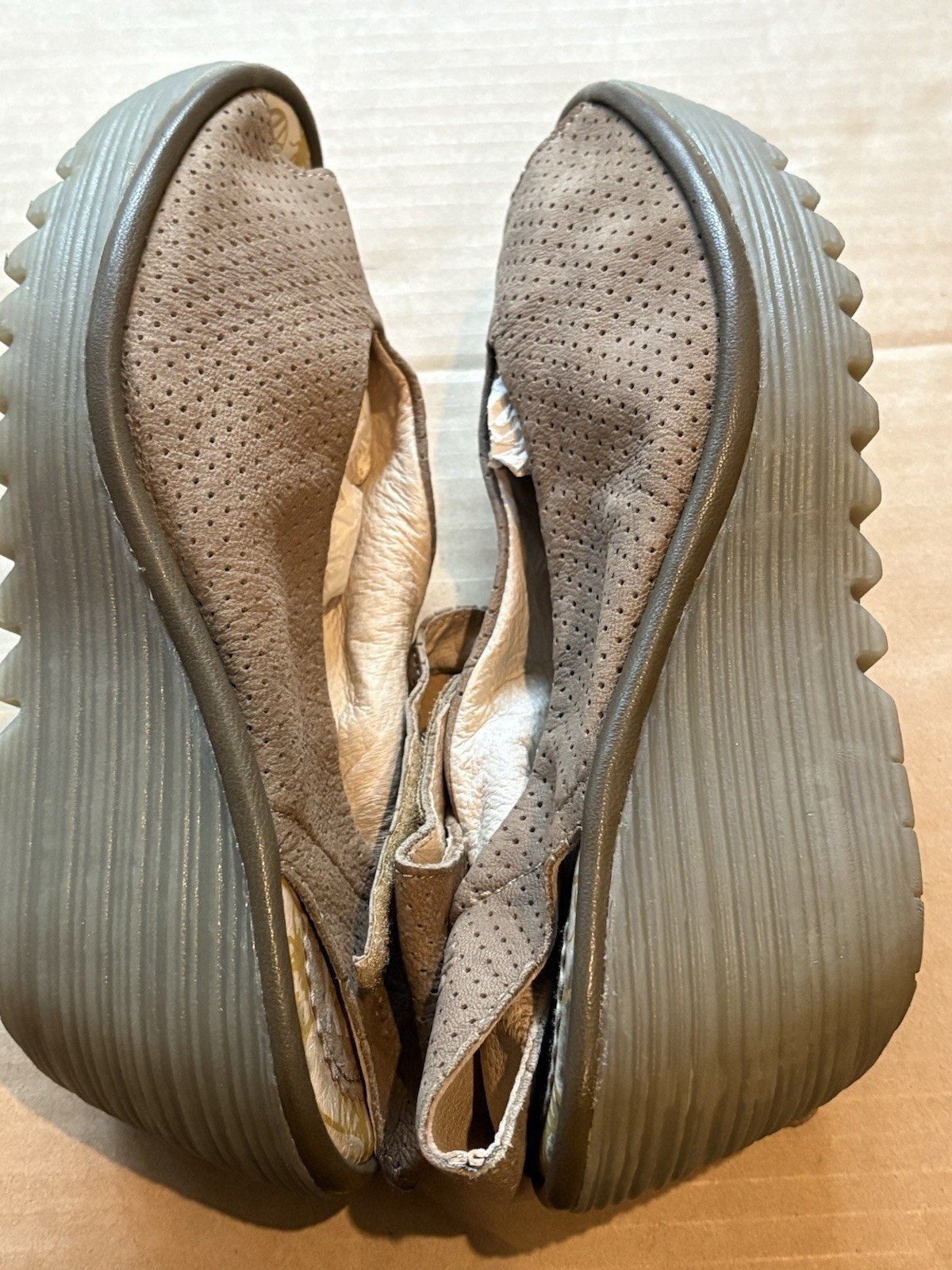 Fly London 40 (US 9/ 9.5) Brown Ankle Strap Wedge Sandal- No Original Box-
