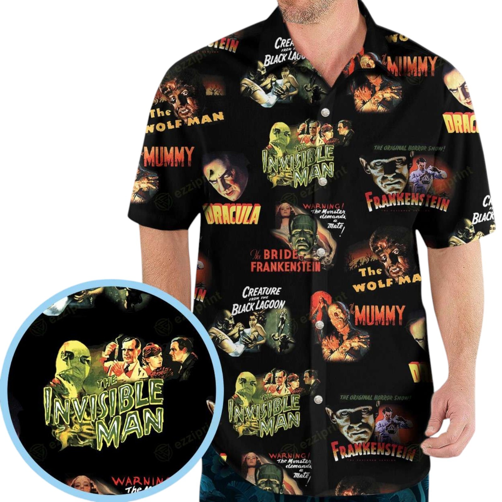 Teaming Monsters All Up Universal Monsters Hawaiian Shirt Horror Hawaiian Shirts