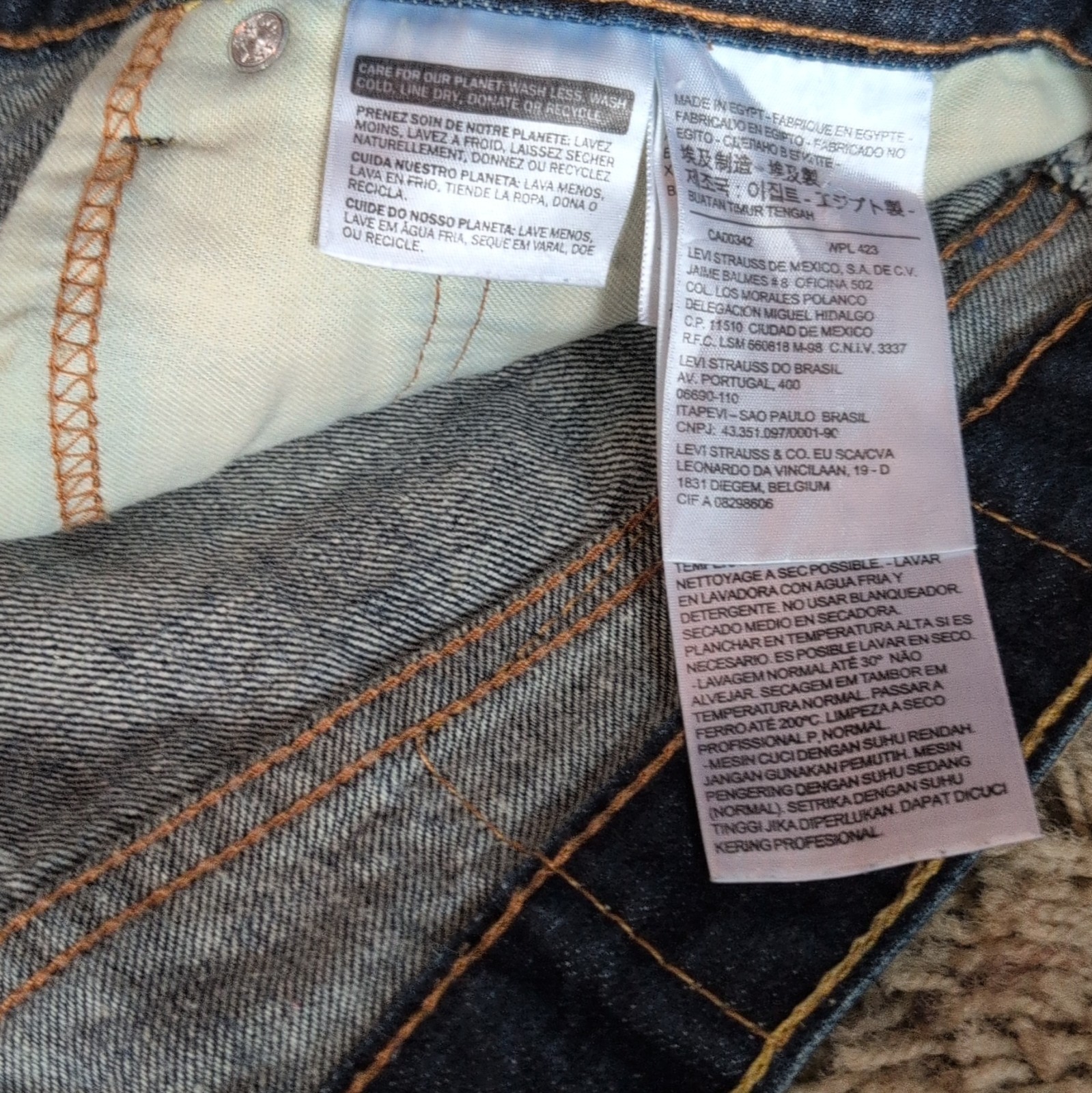 Levi’s Men’s Bootcut Jeans Blue Solid Cotton Denim Regular Size 36