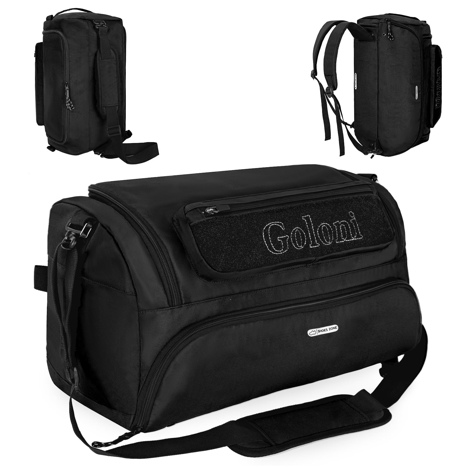 Gym Bag for Men,40L Large 3 in 1 Sports 40L (21×10.3×9.3 inches), Black