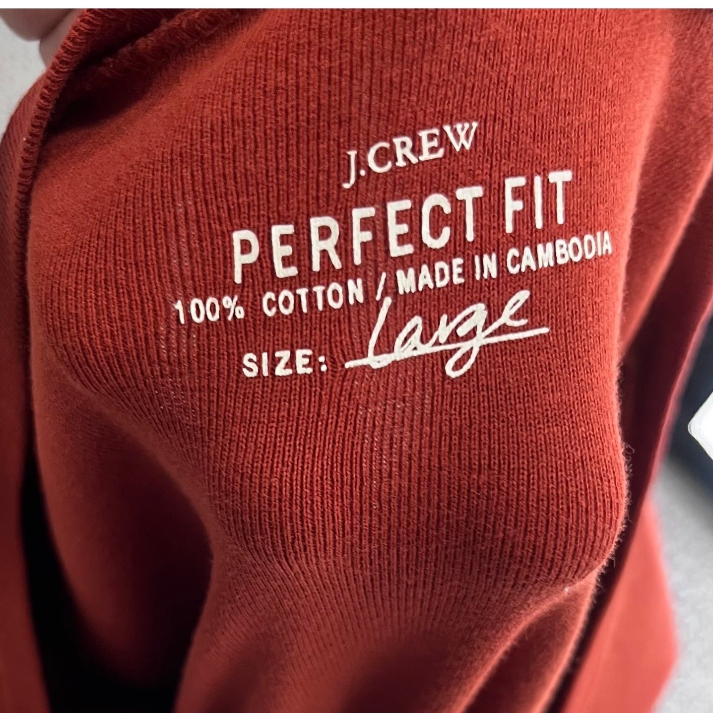 J.Crew Perfect Fit Tee Womens Large Red Long Sleeve Cotton Crew Neck Casual