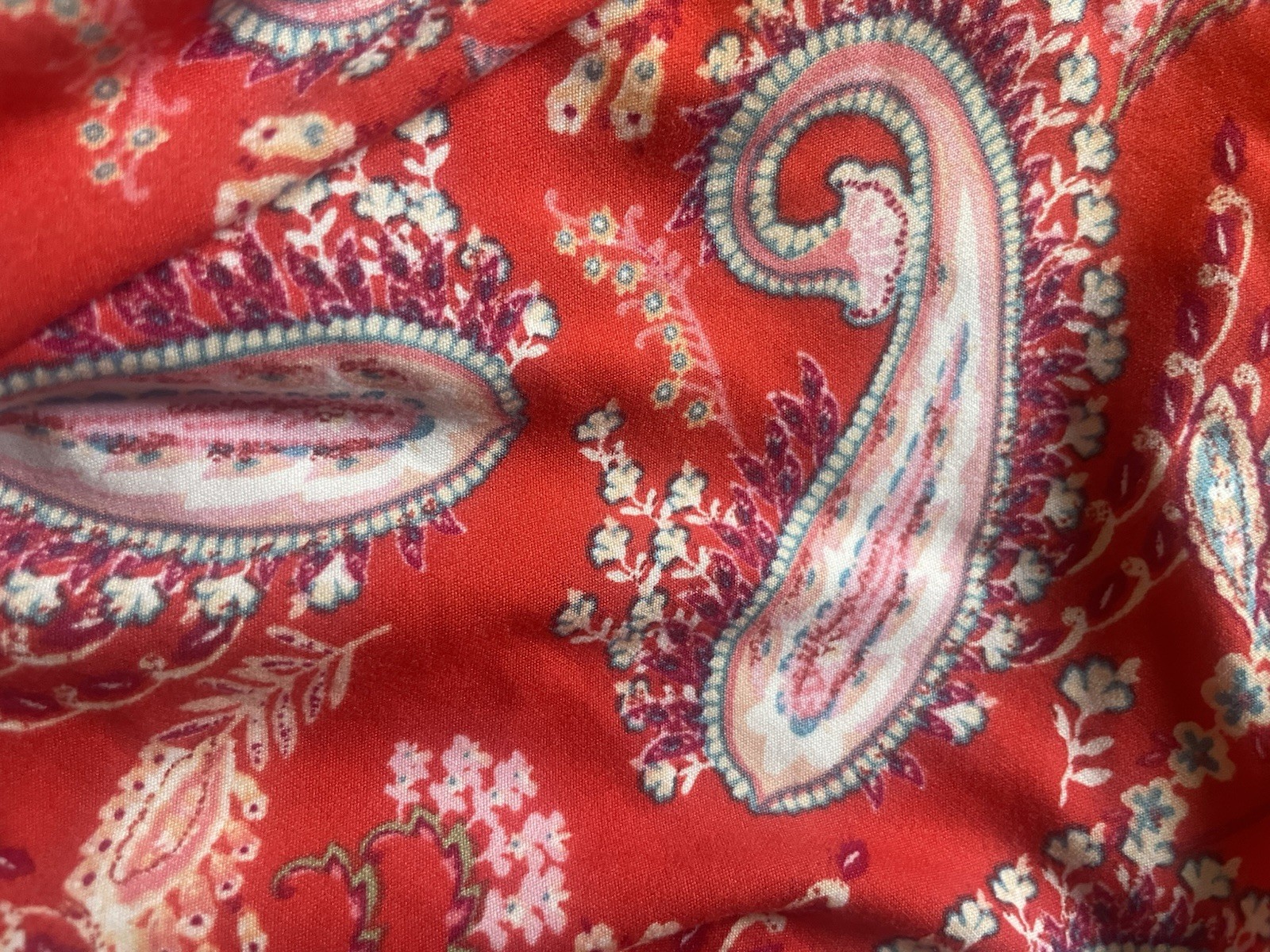 Red Paisley Lace Strap Sleeveless Tank Top Boho Boutique Size S