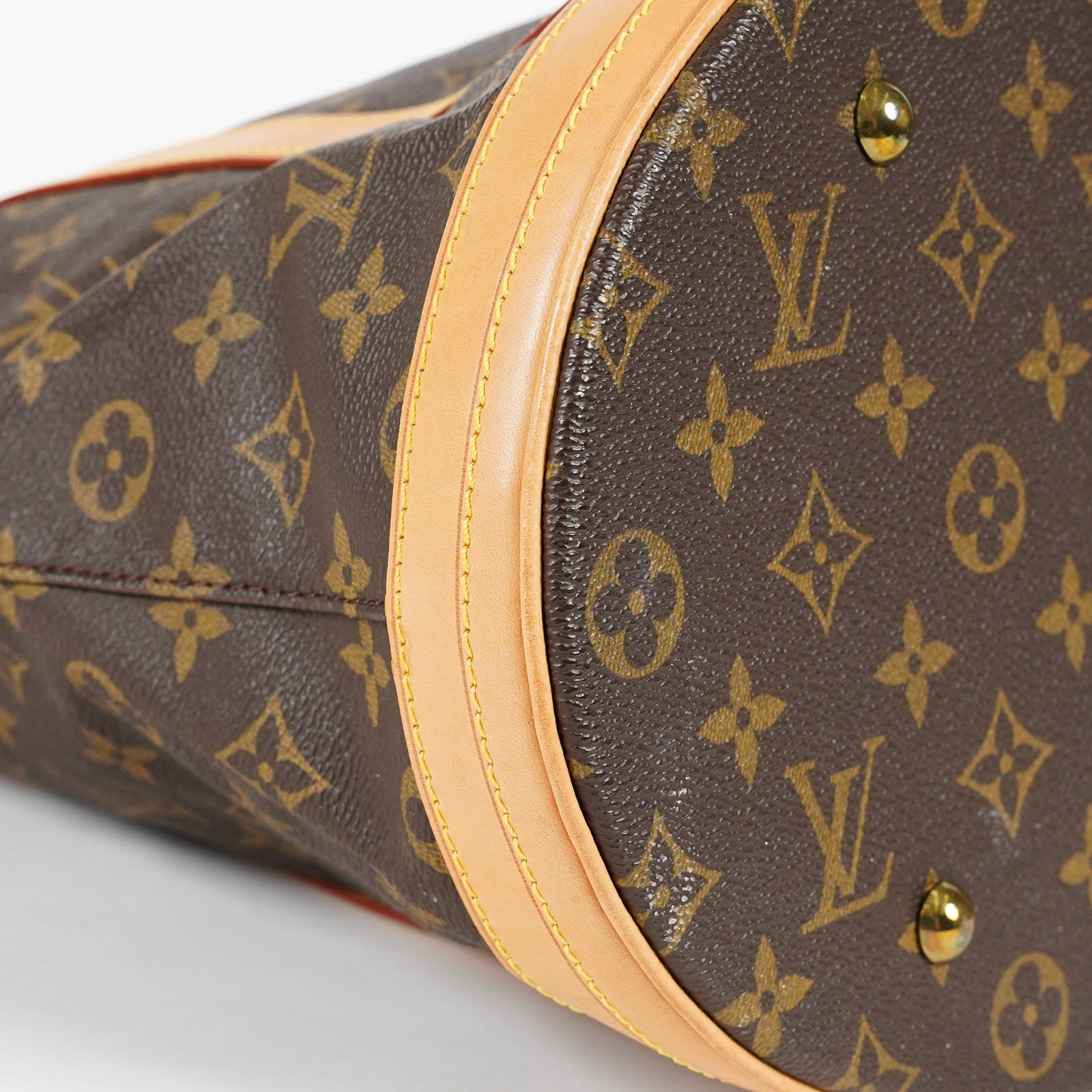 Louis Vuitton Monogram Bucket GM M42236 Tote Bag Brown w/Pouch Used 07E062420019