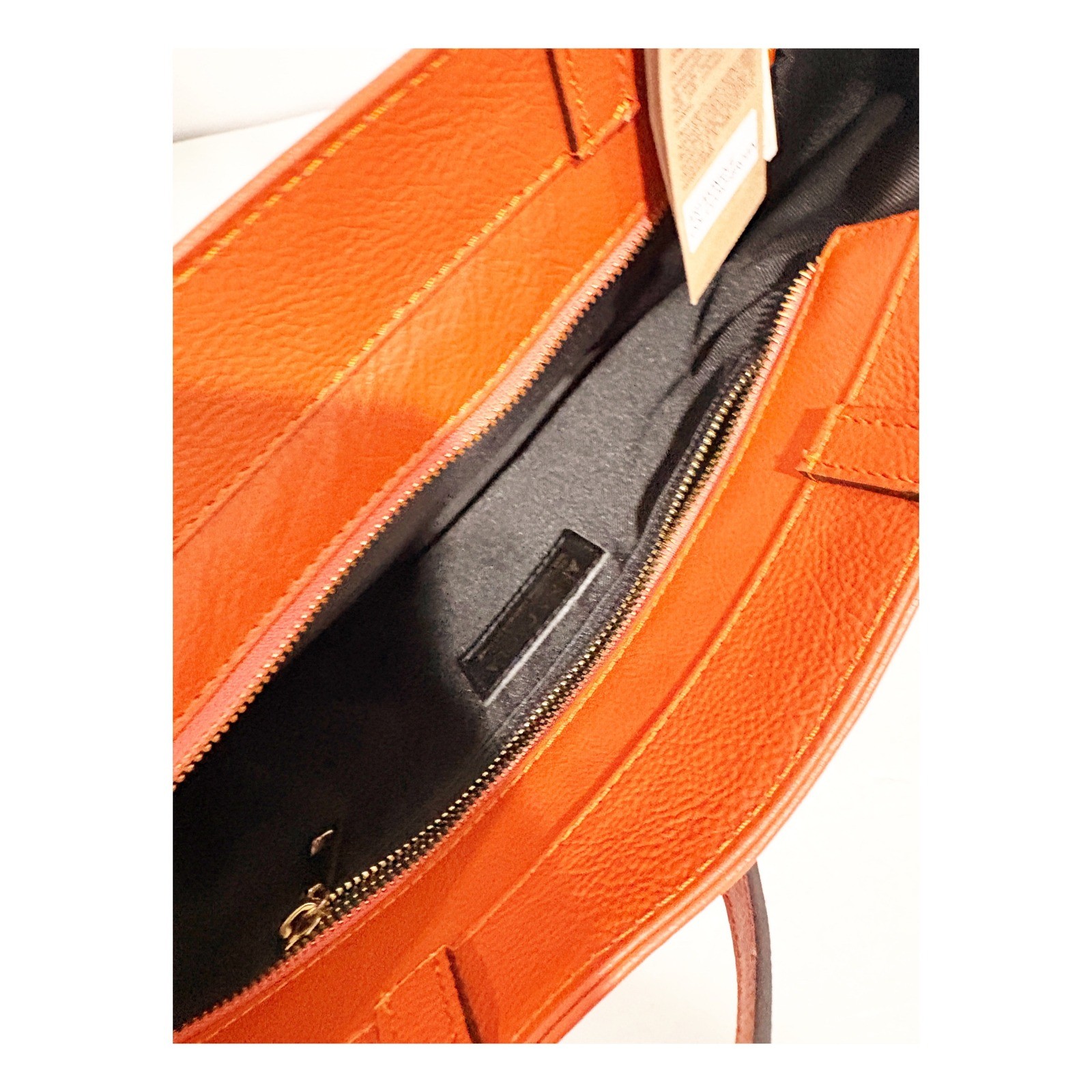 Anna Paola Monique Orange Leather Tote Bag Made in Italy New