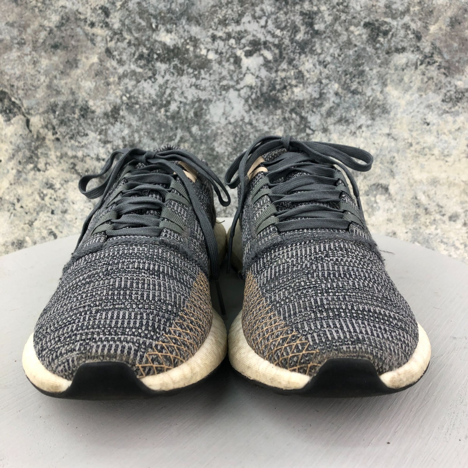 Adidas Men’s Size 8 PureBoost Go Grey Pale Nude Lace-Up Running Sneakers B37806