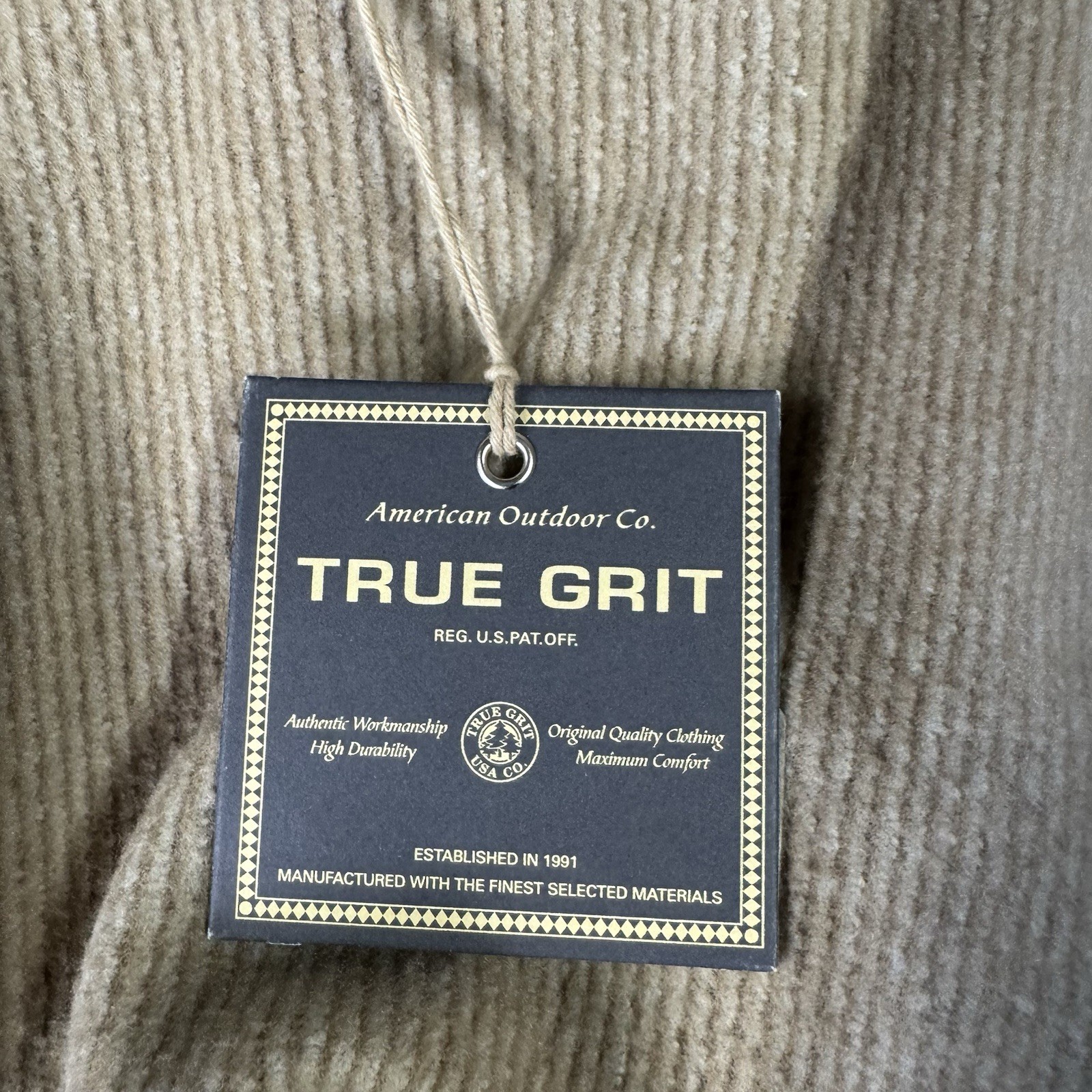 TRUE GRIT Mens XL 1/4 Zip Pullover Sweater Khaki Textured Casual Outdoor Soft