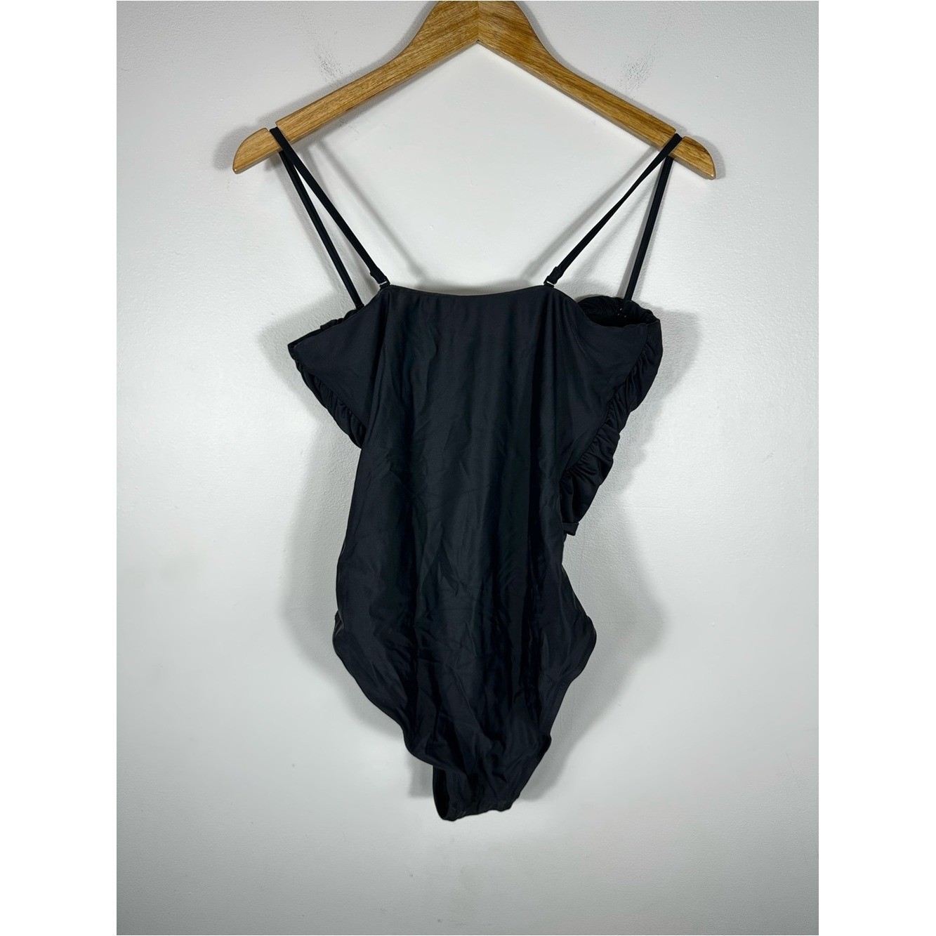 J.Crew New Womens Plus Twist Front Bandeau Swimsuit Black Size 8