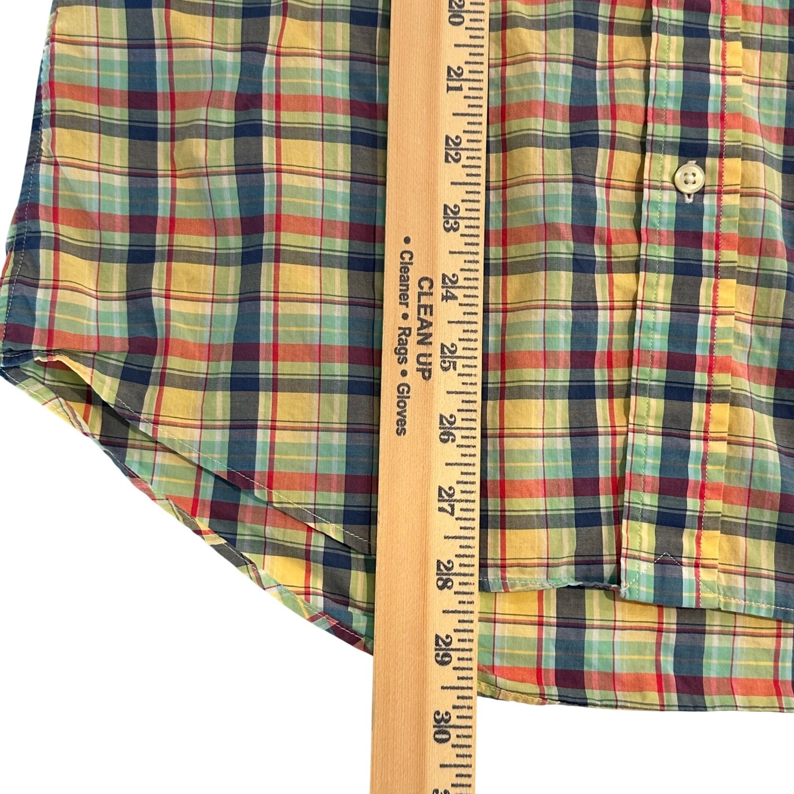 Ralph Lauren Men’s Small Short Sleeve Plaid Button Down Shirt Custom Fit Yellow