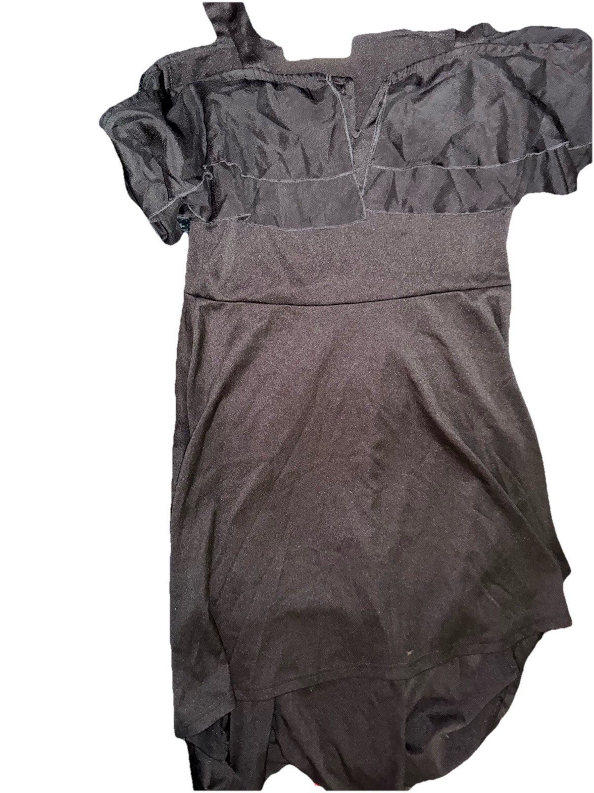 Dressfo Womens Medium Black Ruffle Sweetheart Neckline Off Shoulders