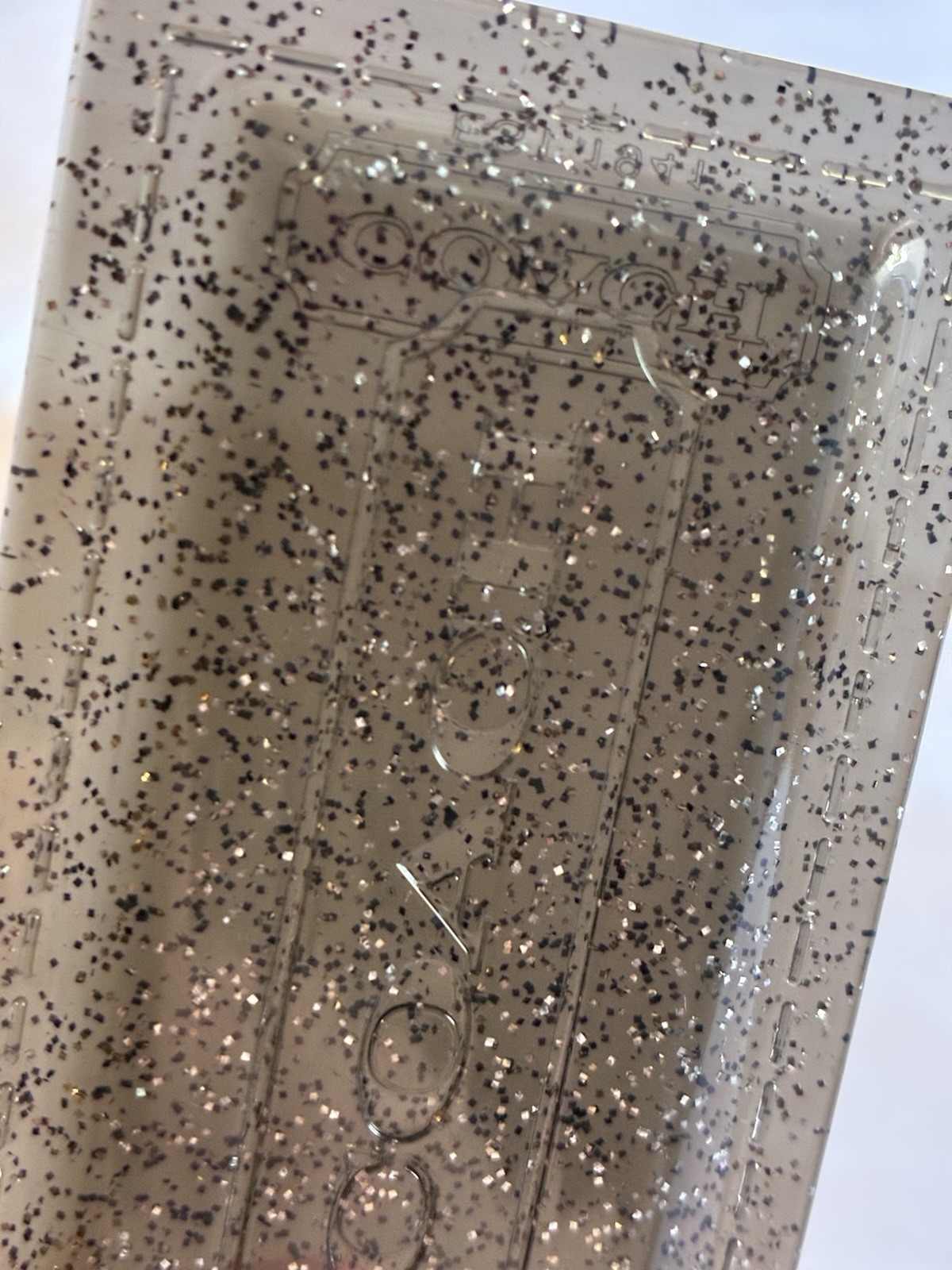 Coach Black Silver Glitter Transparent Resin Hang Tag Bag Charm