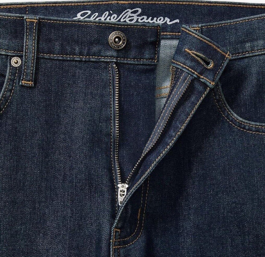 Eddie Bauer Men’s Classic Straight Fit Stretch Denim Jeans, Dark Blue, 30 X 29..