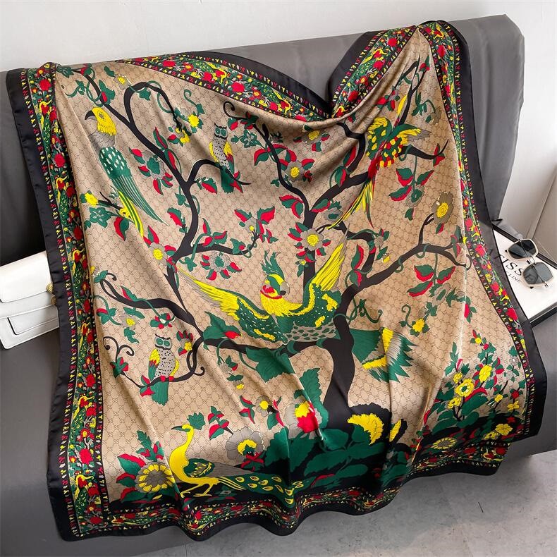 Elegant Silk Scarf (43x43in) Lightweight Versatile Large Size Scarves Wraps