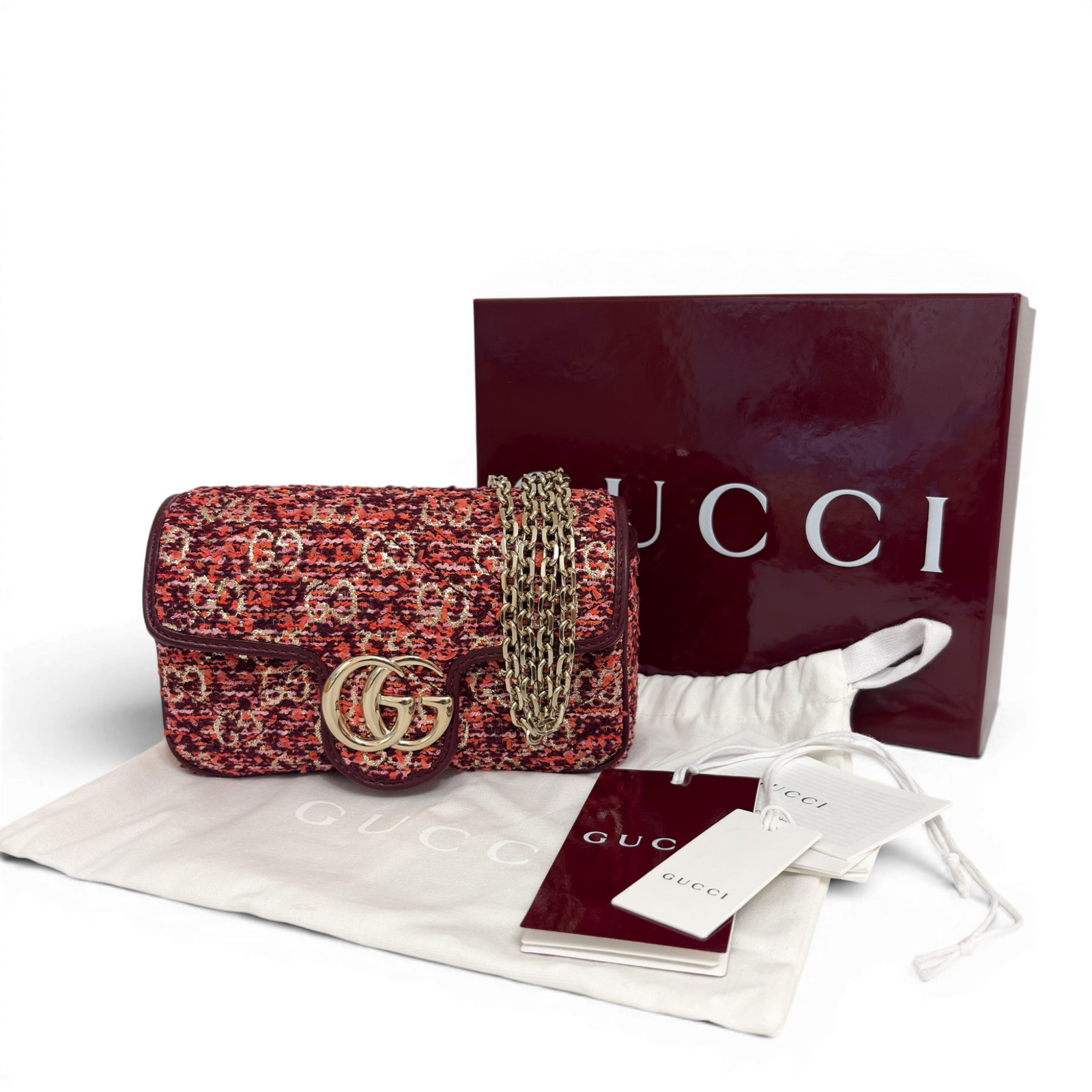 GUCCI GG Marmont Mini tweed Shoulder Bag Multicolor