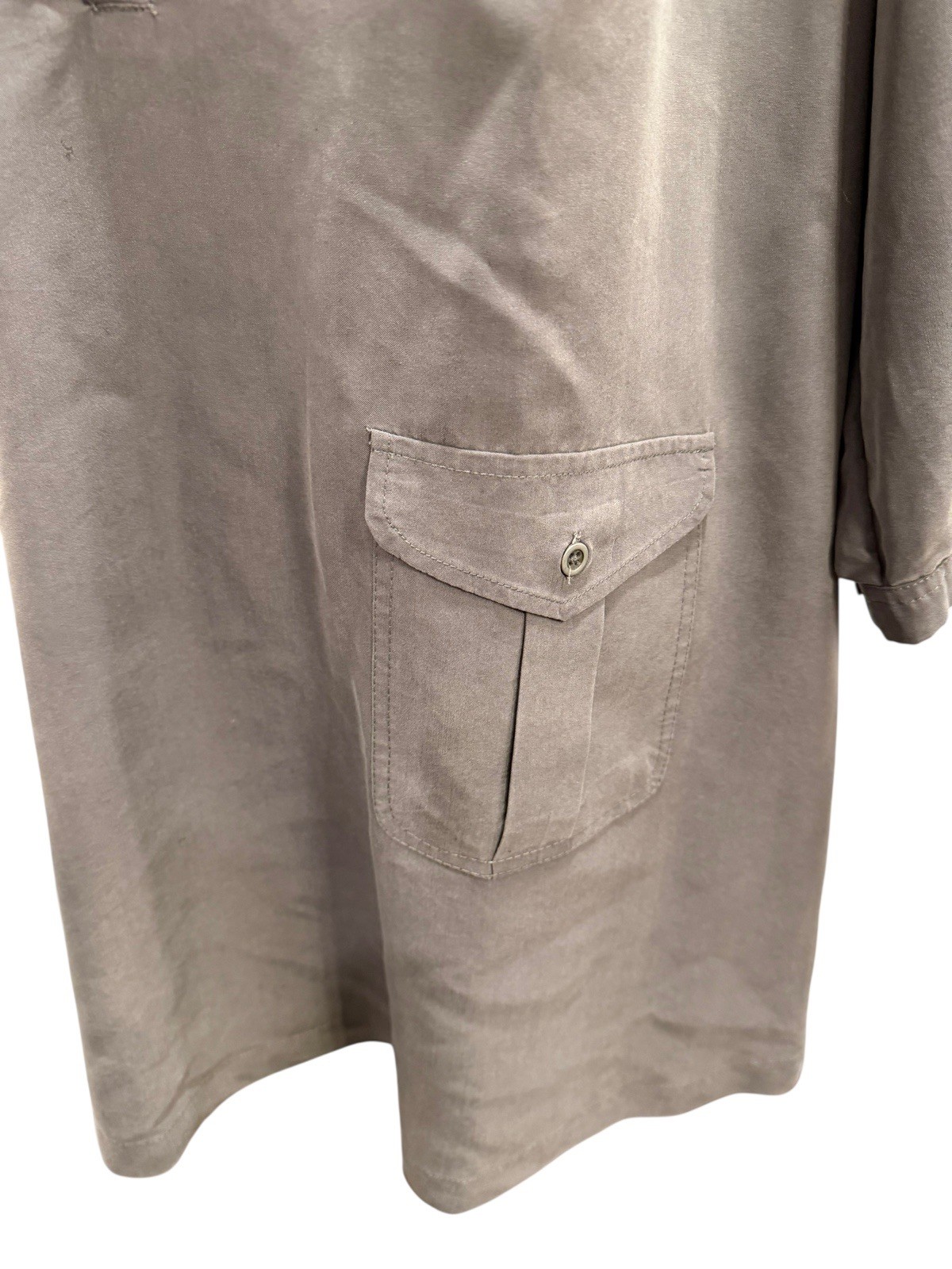 Coldwater Creek Womens Tunic Top 2X Gray V-Neck 3/4 Sleeve Front Pockets Soft
