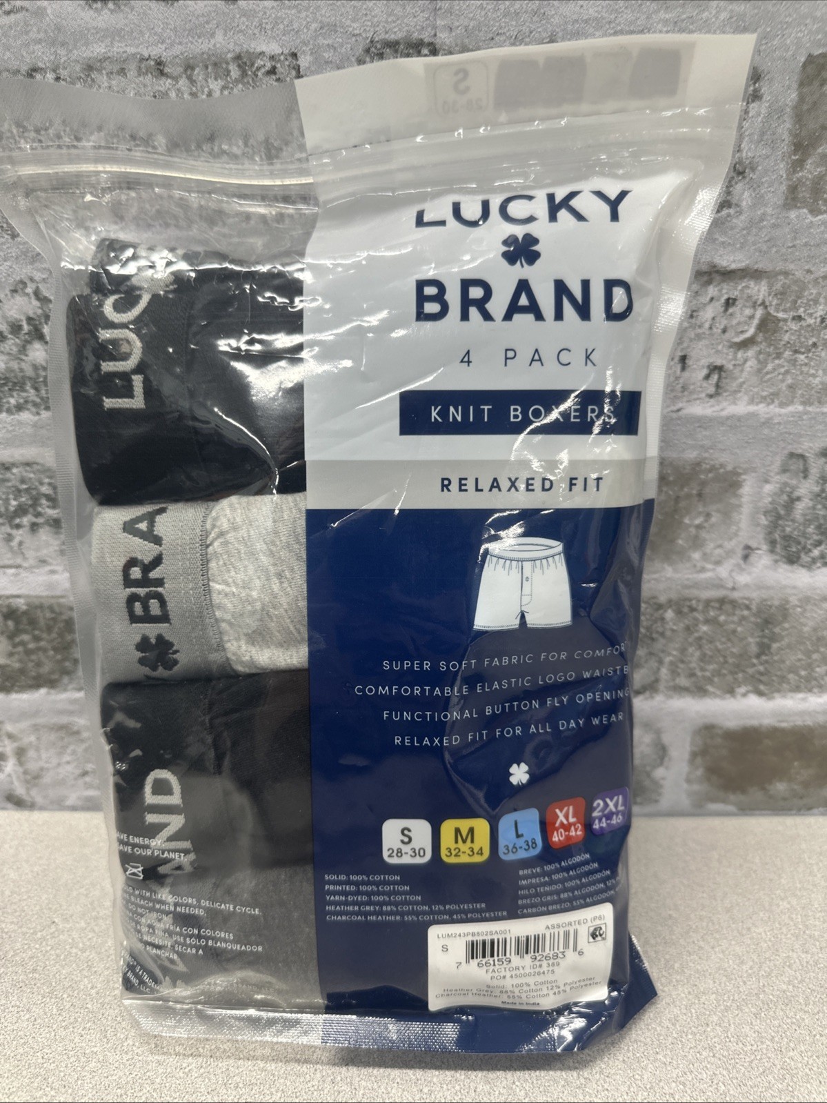 NWT Lucky Brand Small Men’s 4pk. Stretch Boxer Briefs Assorted Blacks And Grays