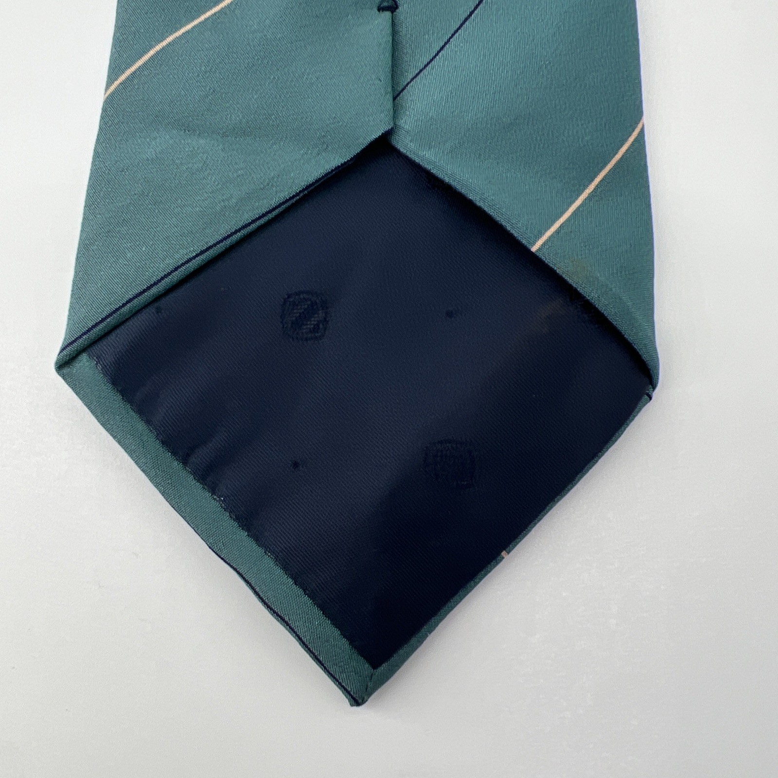 Ermenegildo Zegna 100% Silk Tie Green Striped 58.5 x 3.25″ Made In Italy