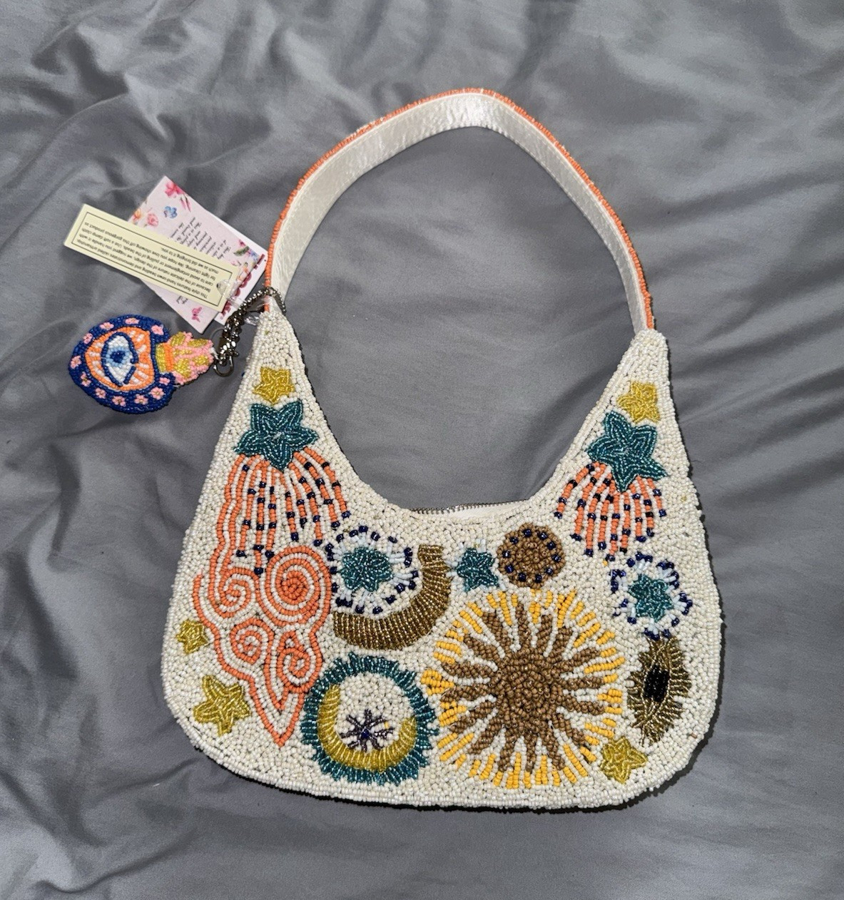 Beaded Shoulder Bag with Fireworks and Celestial Design Handmade in India New