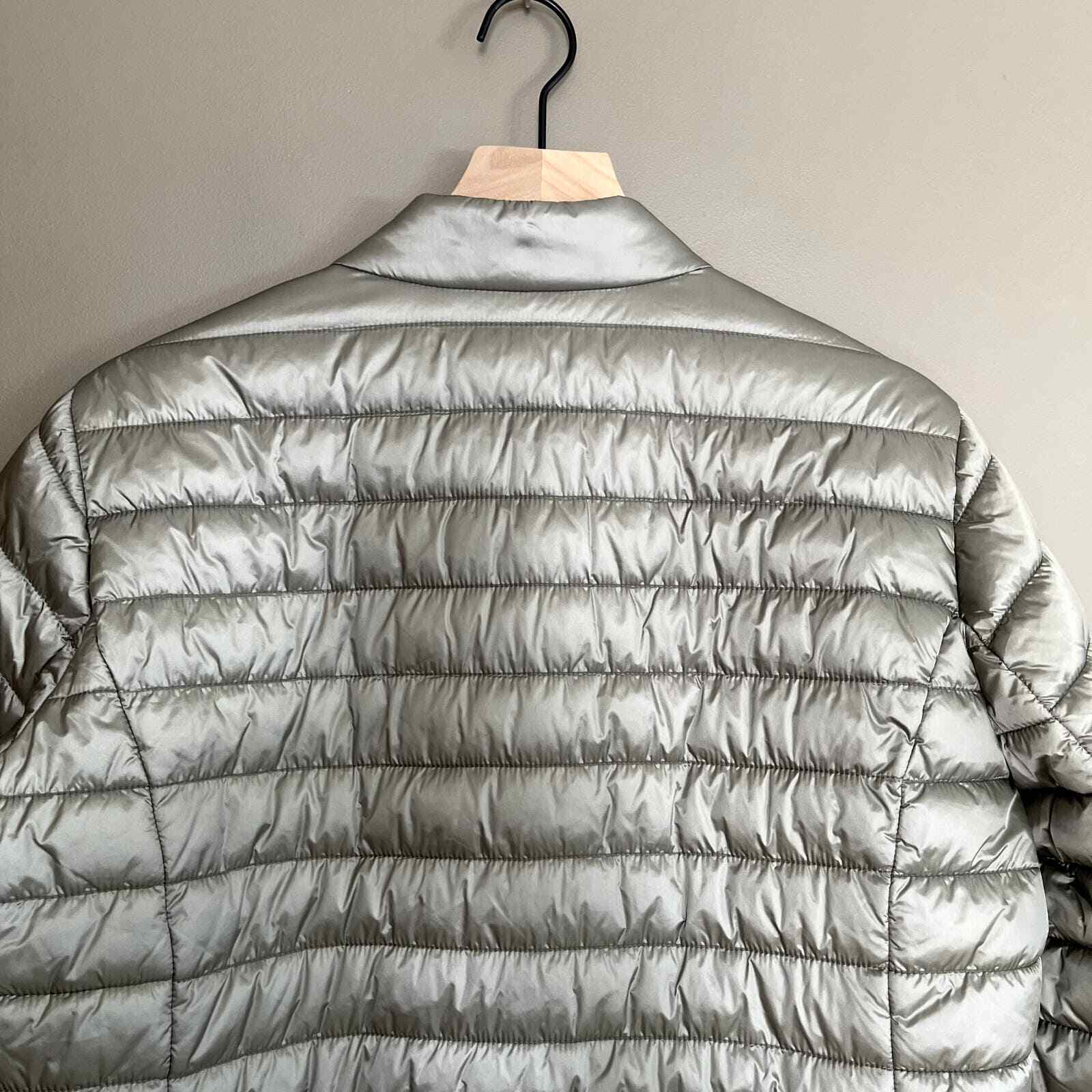 NWOT Madeleine Quilted Jacket Sage Green Size 16 Puffer Full Zip Ruffle Back