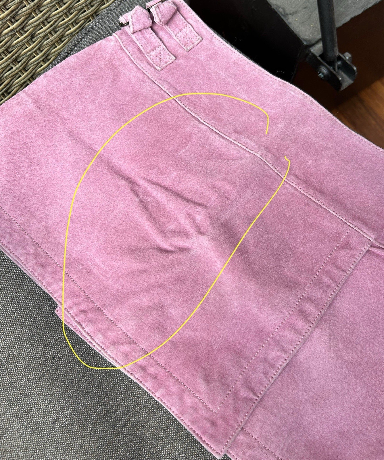 Vintage Playboy Pink Suede Bunny Head Logo Mini Wrap Skirt Buckled Detail Sz 10