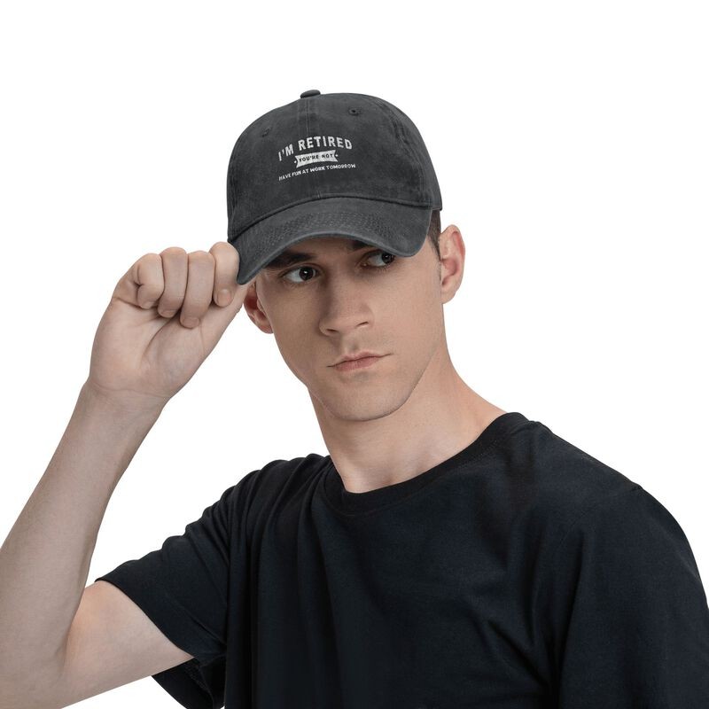 I’M RETIRED Funny Graphic Baseball Cap Unisex Washed Adjustable Sun Hat Casual