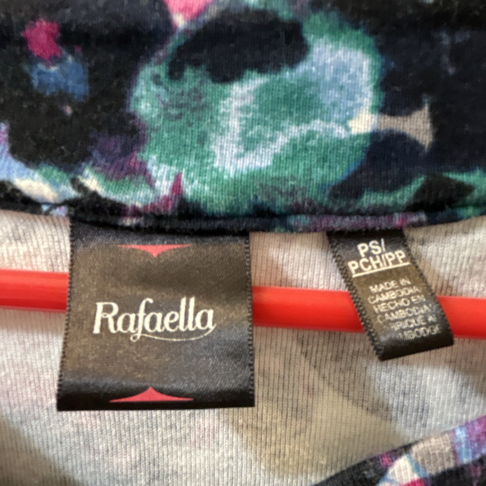 Rafaella Petite PS Multicolor Floral Knit Scoop Neck 3/4 Sleeve Stretch Top