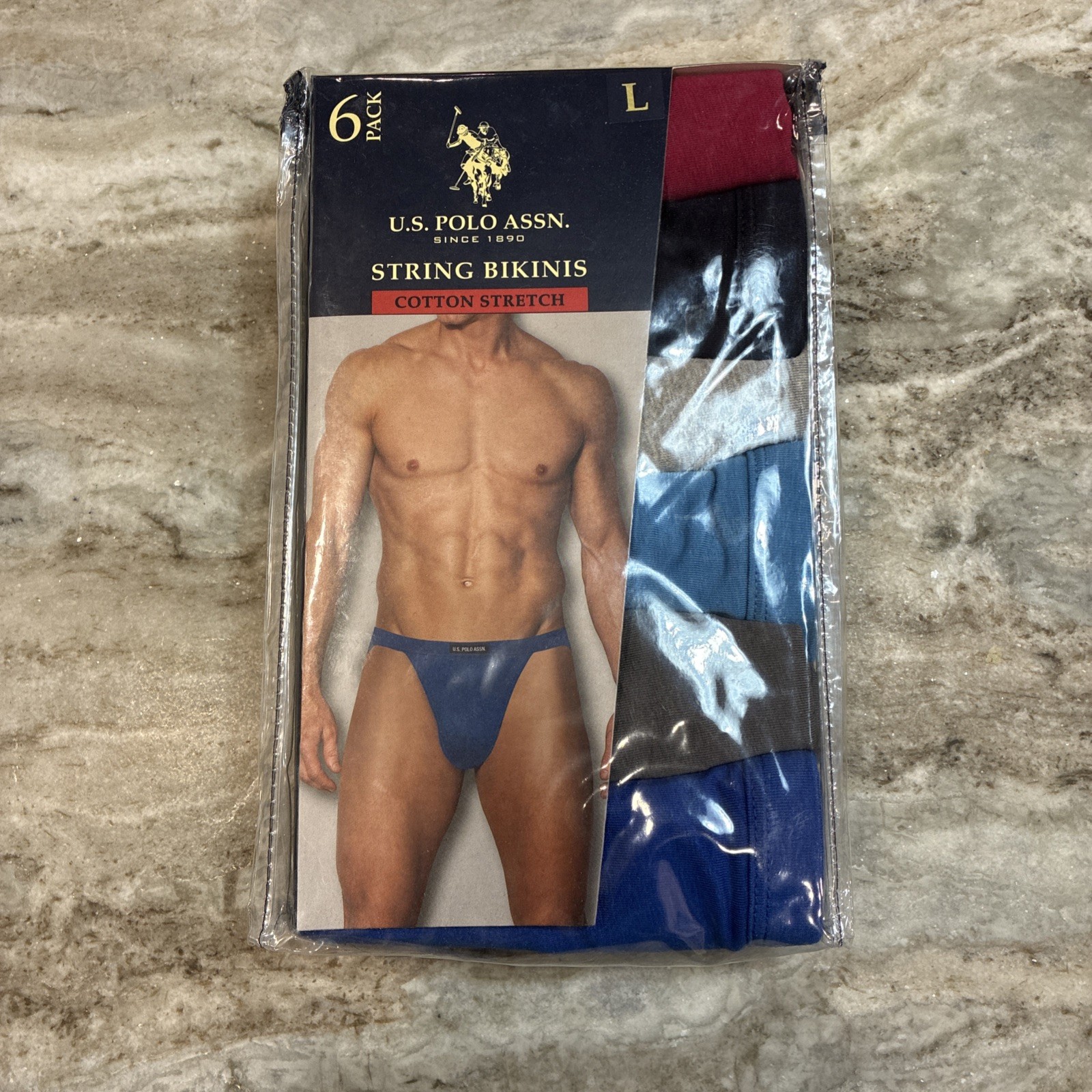 New U.S. Polo Assn Men’s 6 Pack String Bikini Briefs Underwear Large