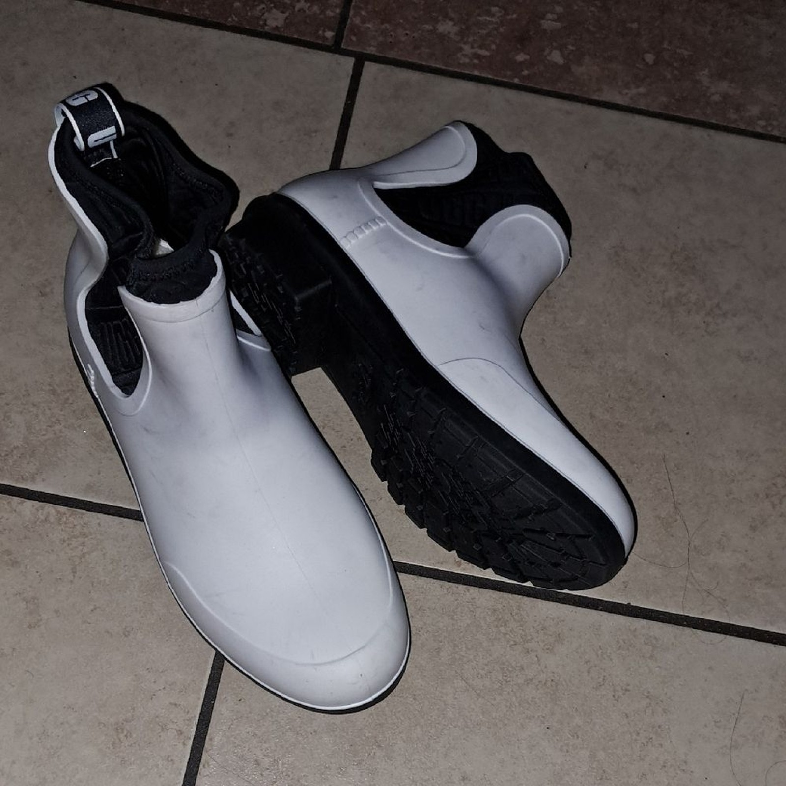 UGG Women’s White and Black Rain Boots