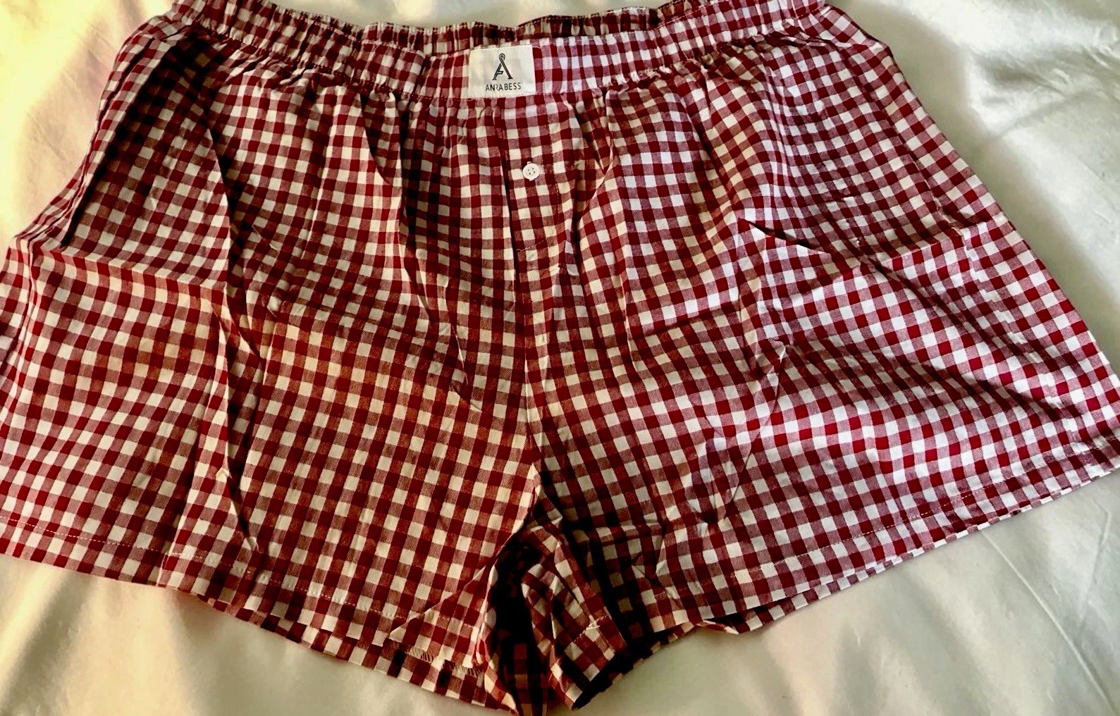Womens Sleep Boxer Shorts Red Gingham Rayon New Plus Size 2XL Pajama Lounge