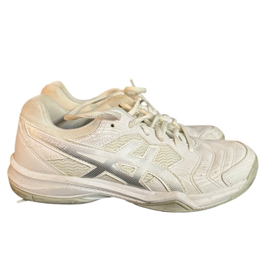 Asics Gel-Game 8 White Tennis Shoes Athletic Sneakers Silver Accents Womens 8.5