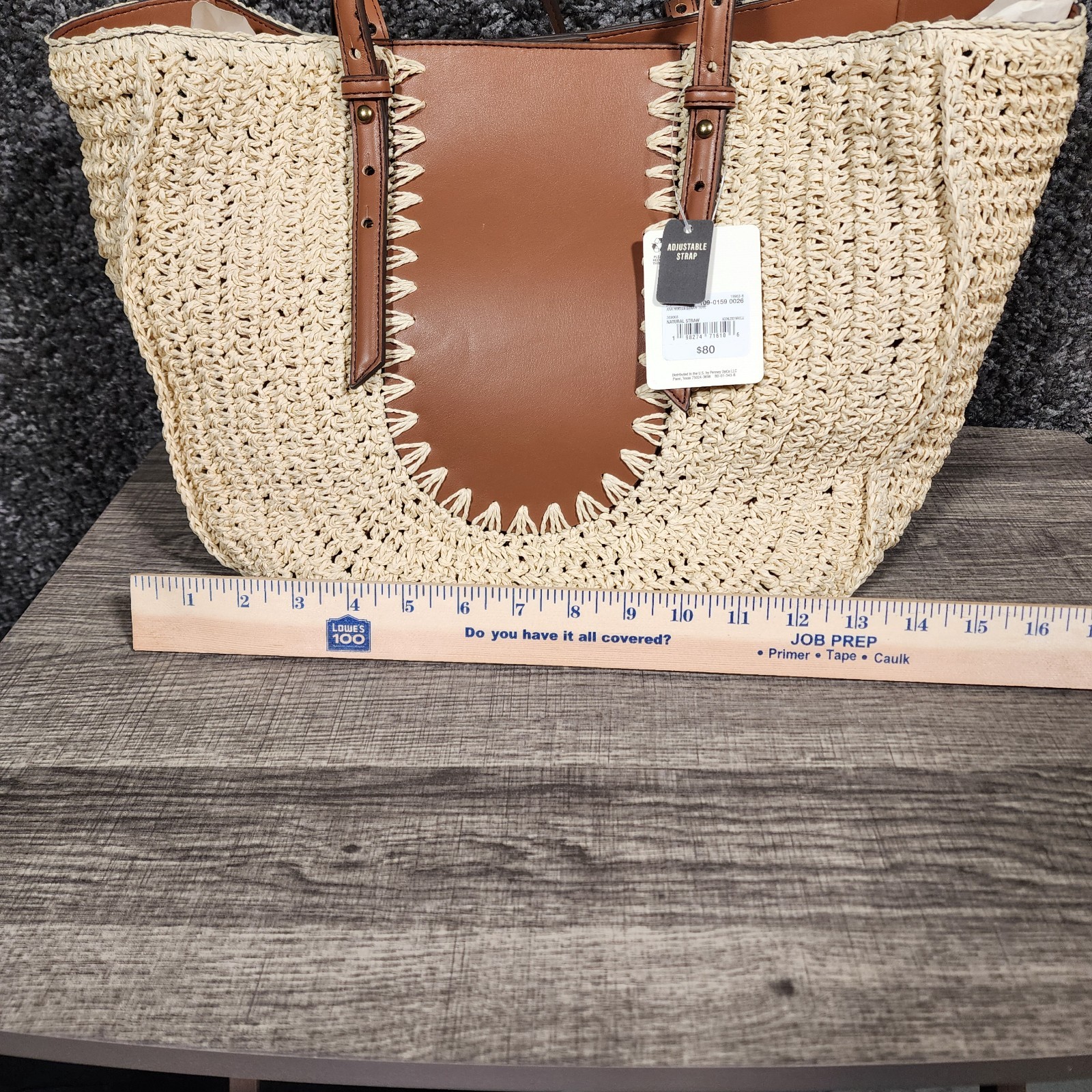 a.n.a Noelle Straw Tote Shoulder Bag Women’s Large Natural Brown Beach Boho NWT