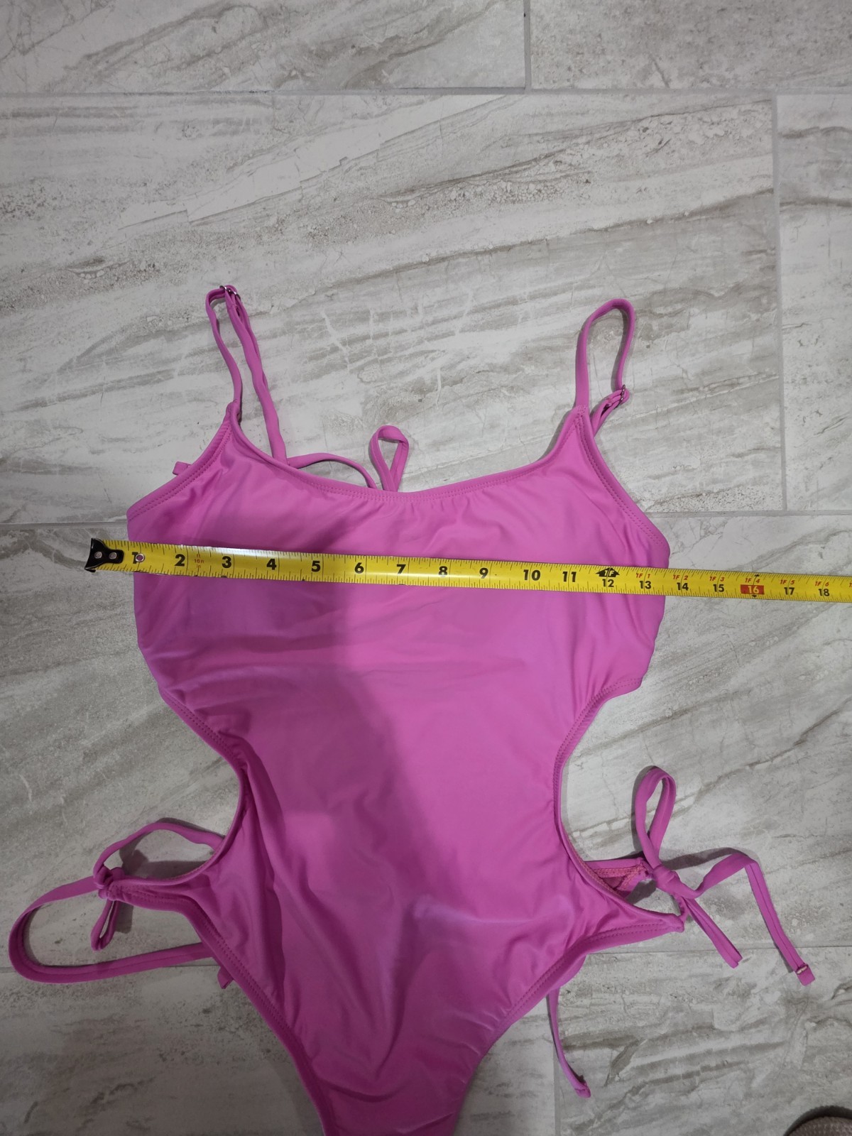 Lulus Pink Solid Mesh Side Tie Cutout One-Piece Swimsuit Adjustable L