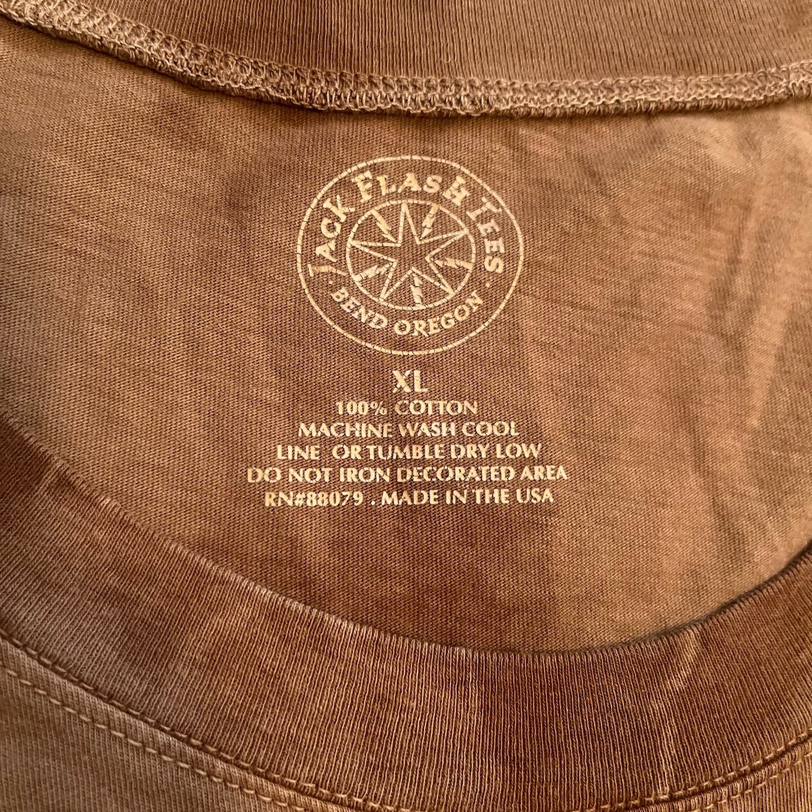 Jack Flash Western Long Sleeve Tee XL Caramel Brown Rhinestone Rodeo Cowgirl