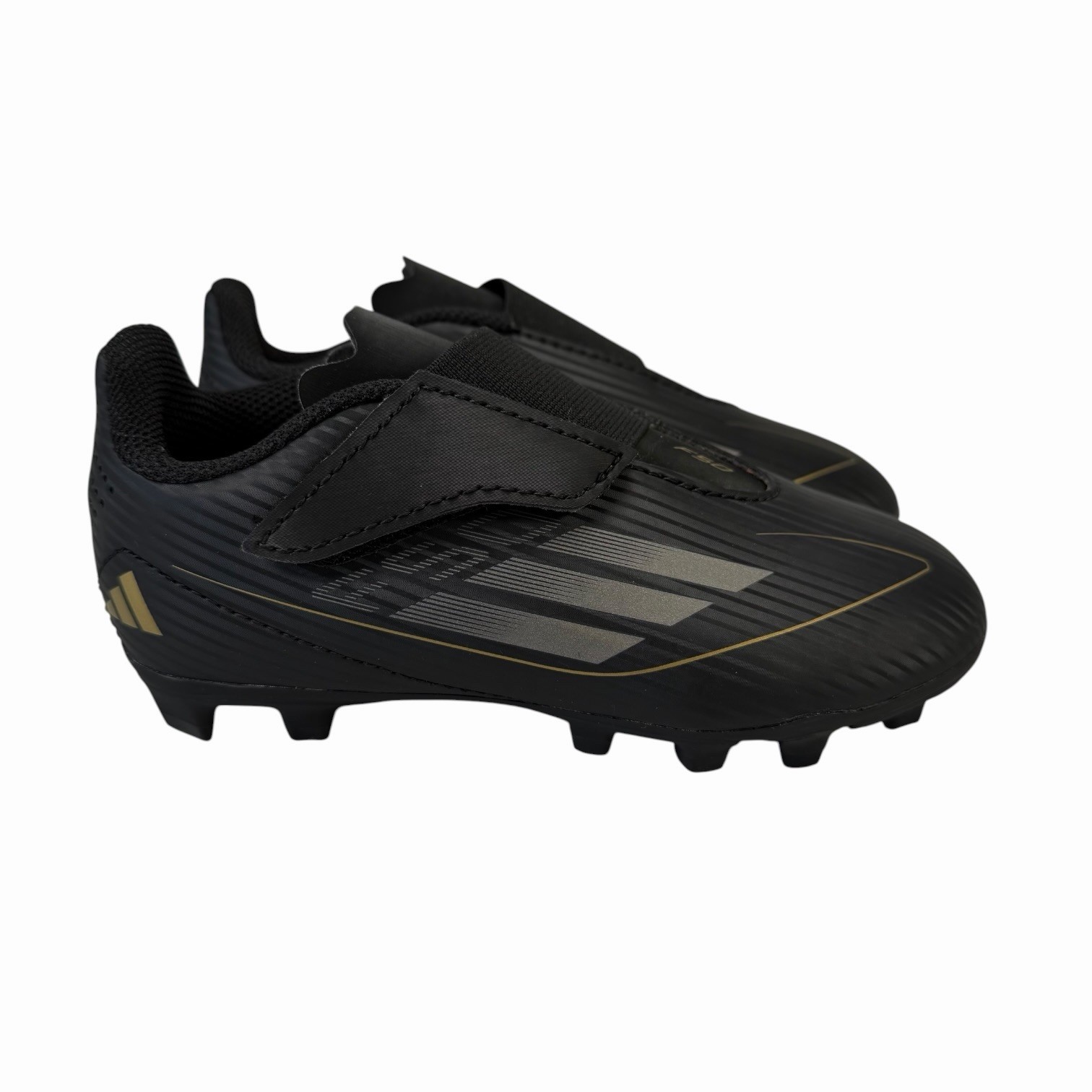 Adidas F50 Club Vel Firm Ground J Black Iron Metallic Gold Cleats Youth Sz 11 K