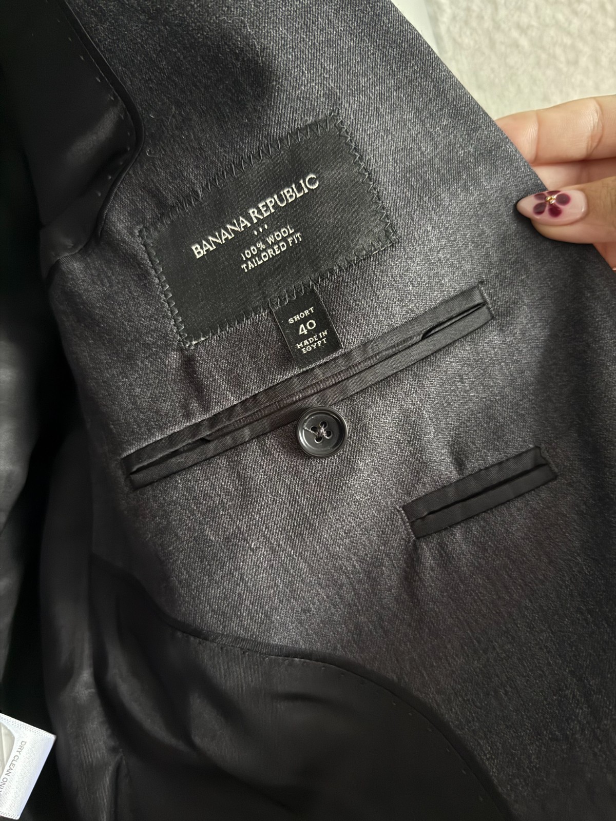 Banana Republic Tailored Fit 100% Wool Suit Charcoal Gray Mens 40S / 33×30