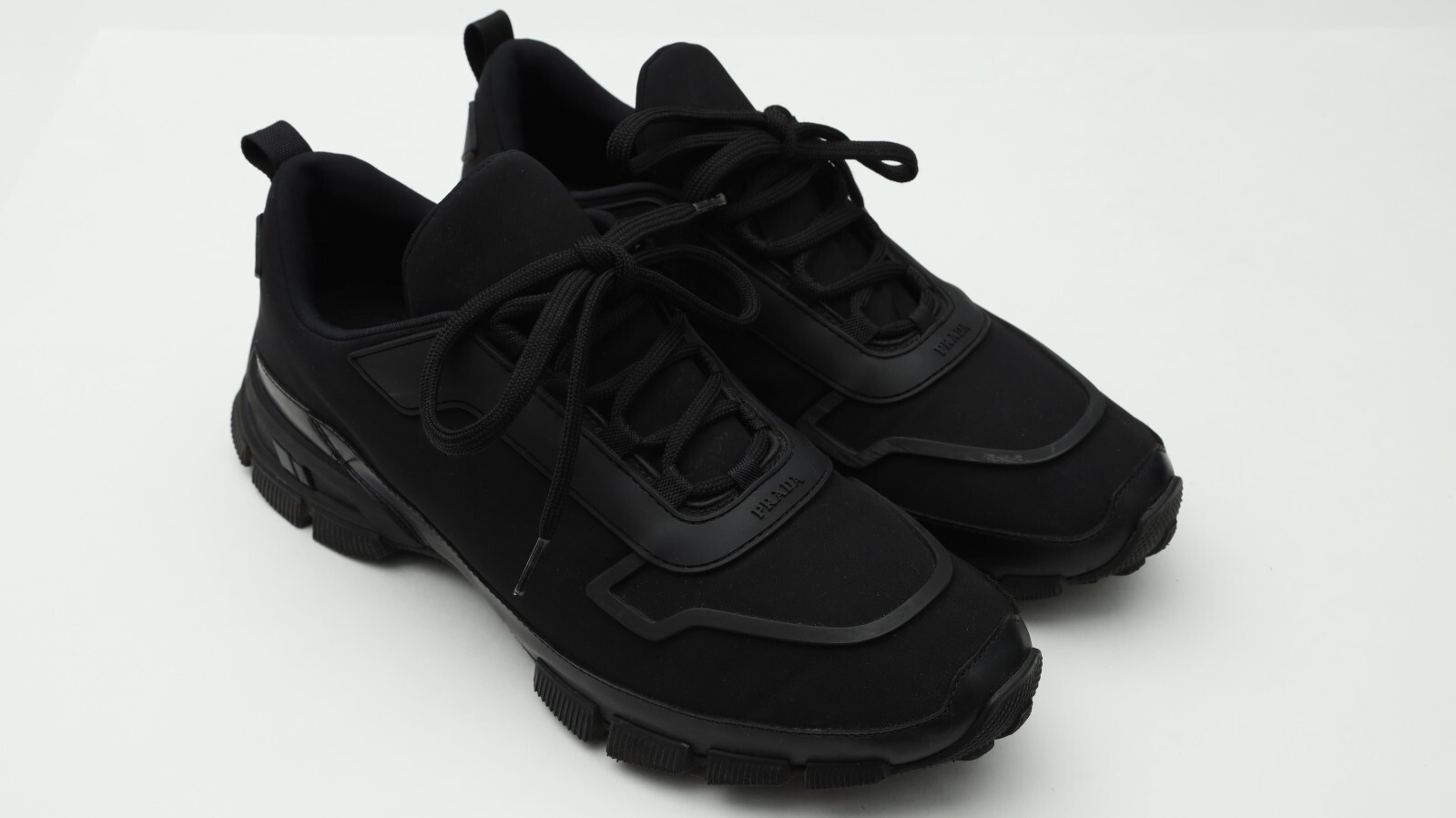 Prada Mens Sneakers Fabric Nylon/Rubber Sole Sneakers Sz UK 7/US 8 in All Black