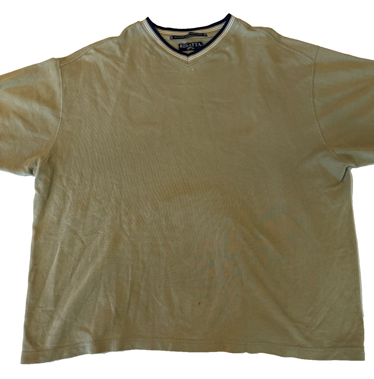 Regatta XL Men’s V-Neck Shirt Olive Green 100% Cotton Casual Vintage Oman