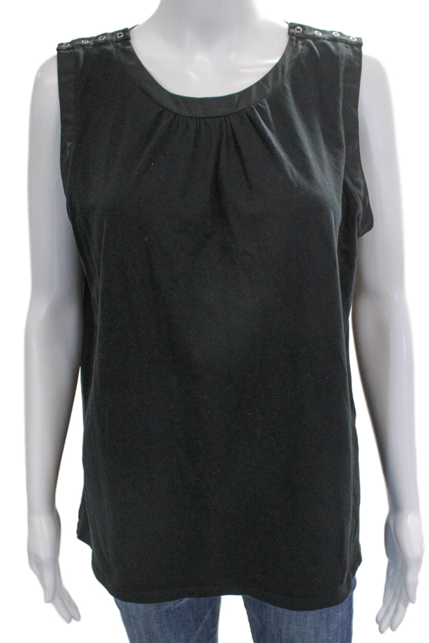 Sport Max Womens Jersey Tank Black Round Neck 94% Cotton 6% Elastane Size L