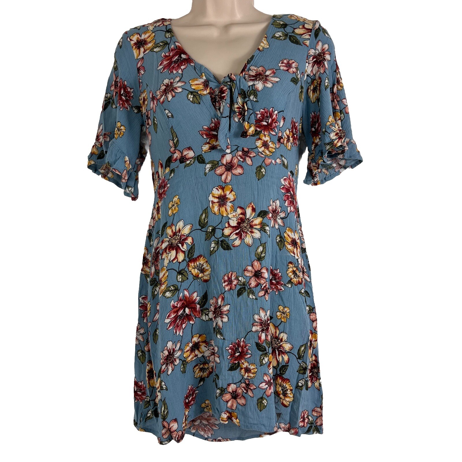 Xhilaration Dress Women’s Medium Short Sleeve V Neck Floral Mini Sundress