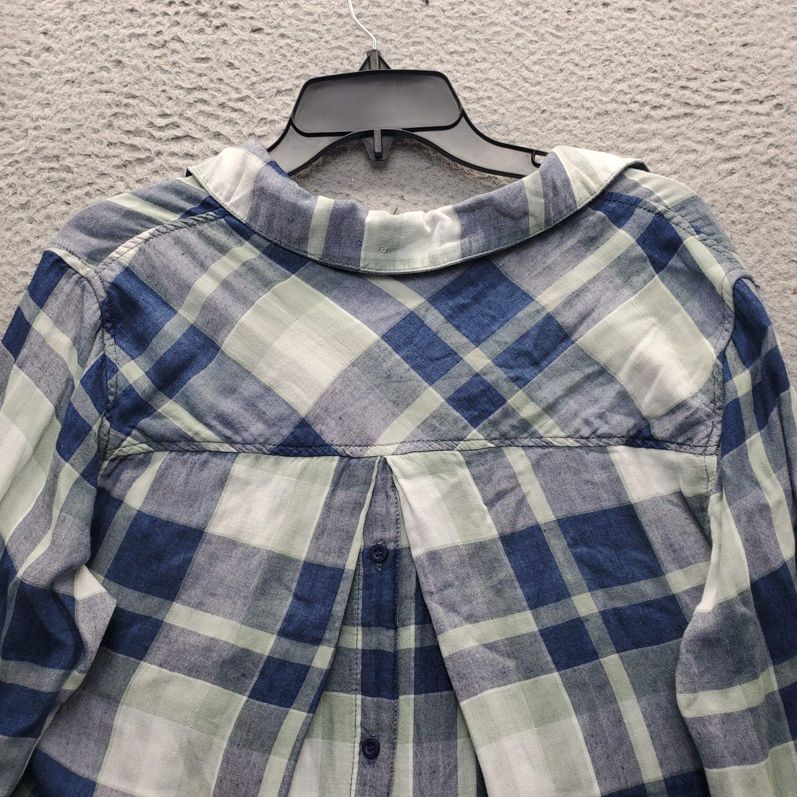 Bella Dahl Shirt Womens Small Multi Plaid Casual High Low Collared Button Up