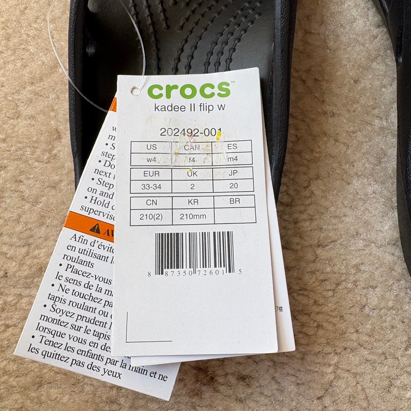 Crocs Kadee II Flip W Black Womens Sandals Thong 202492-001 Size 4 NWT