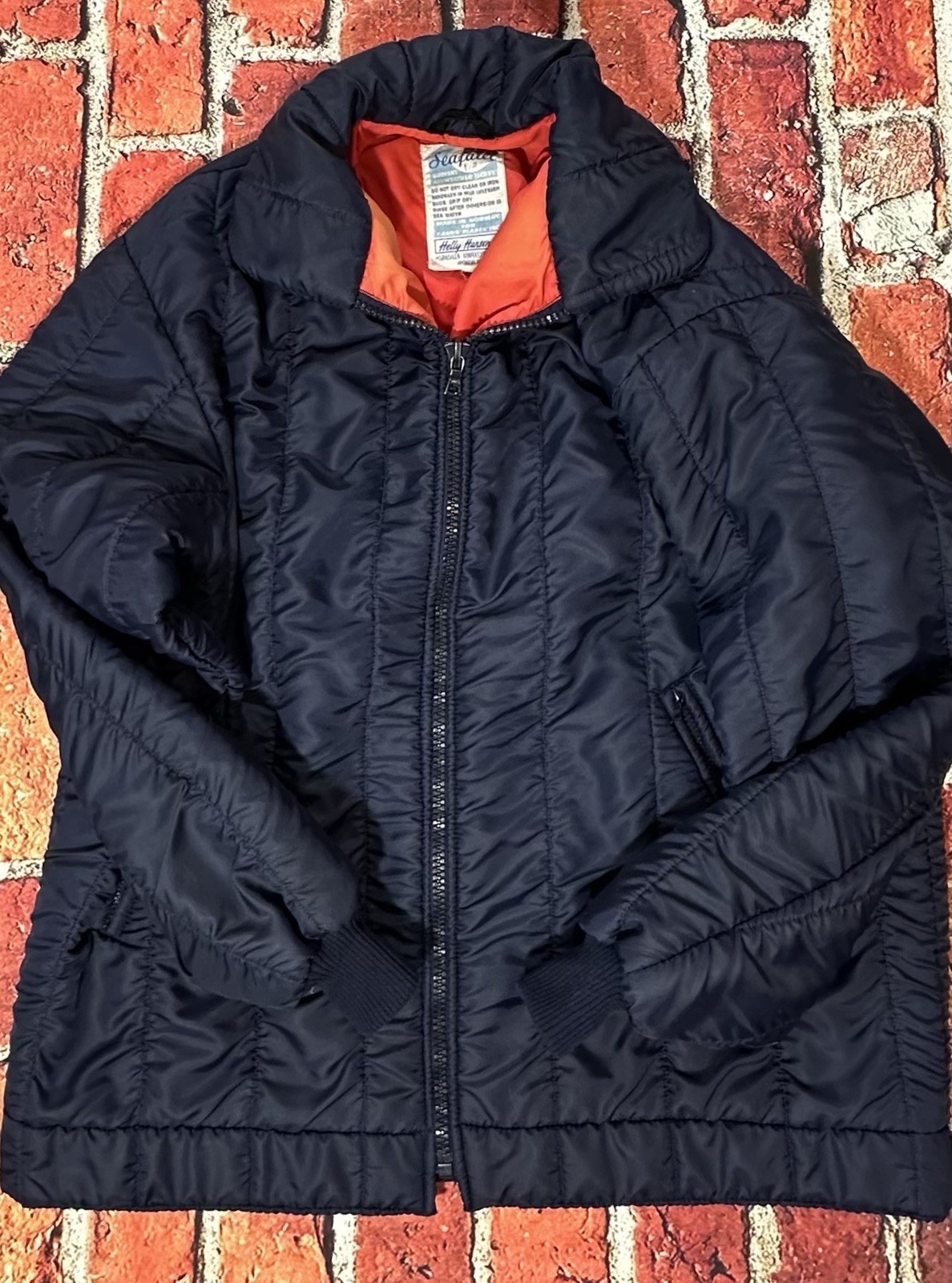 HELLY HANSEN SAILING JACKET SIZE LARGE 1960s 1970s SEAFARER NAVY VINTAGE COAT