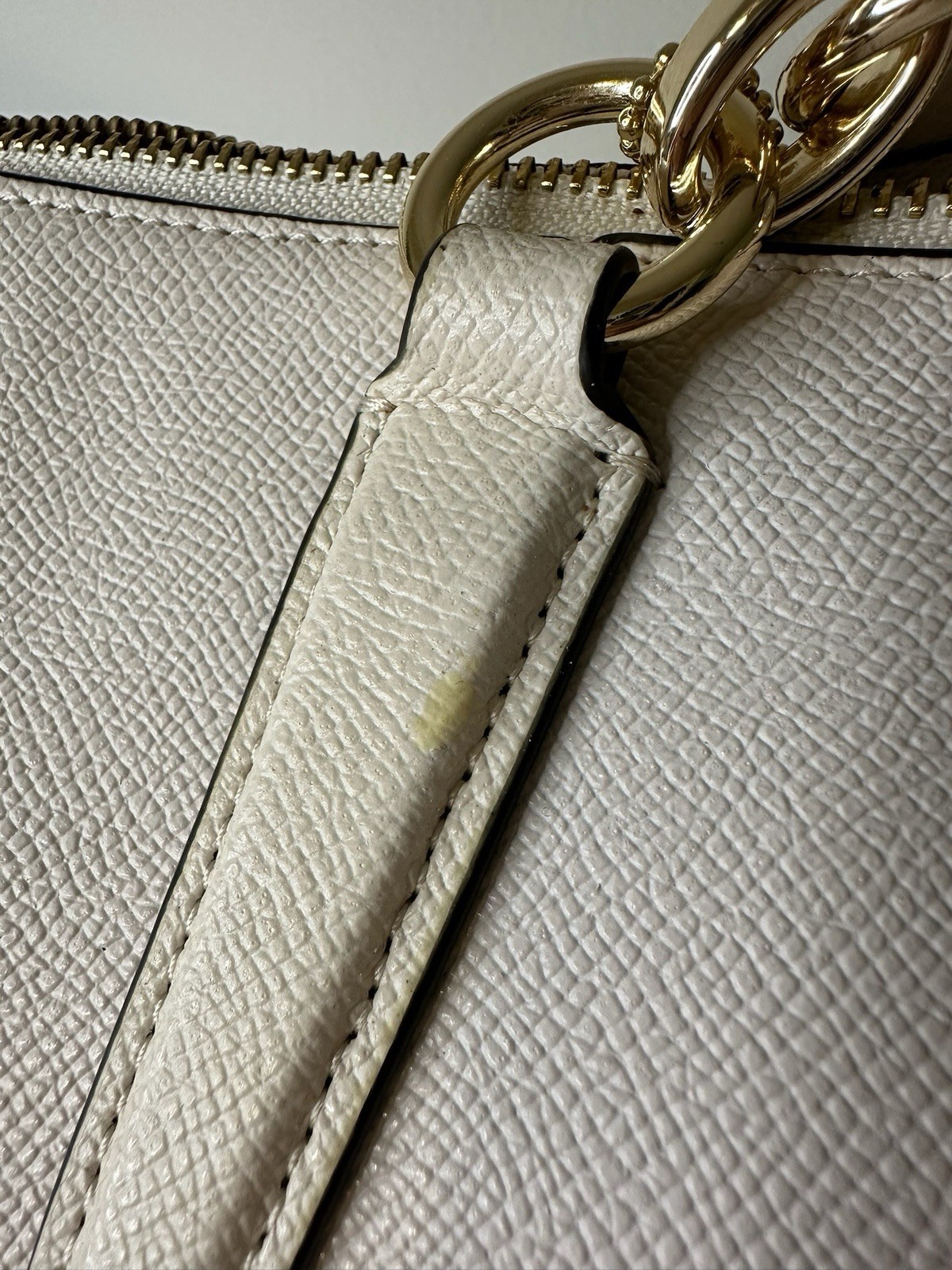 Coach City Zip Tote Chalk Crossgrain Leather Shoulder Bag Gold Hardware