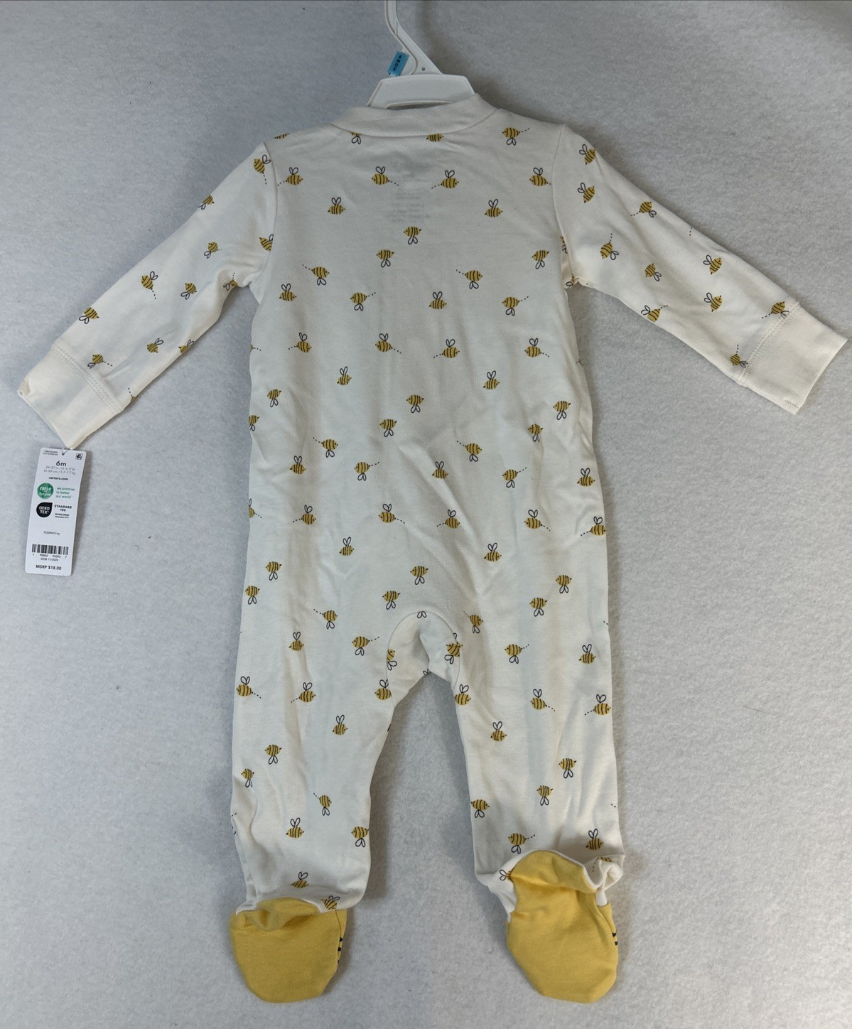 Baby Carters Bumble Bee 2-Way Zip Sleep & Play Size 6 mths w/ Footies Sleeper X2