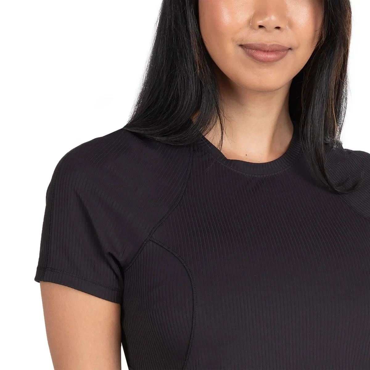 Spyder Women’s Active Ribbed Short Sleeve Tee, Black, Size M
