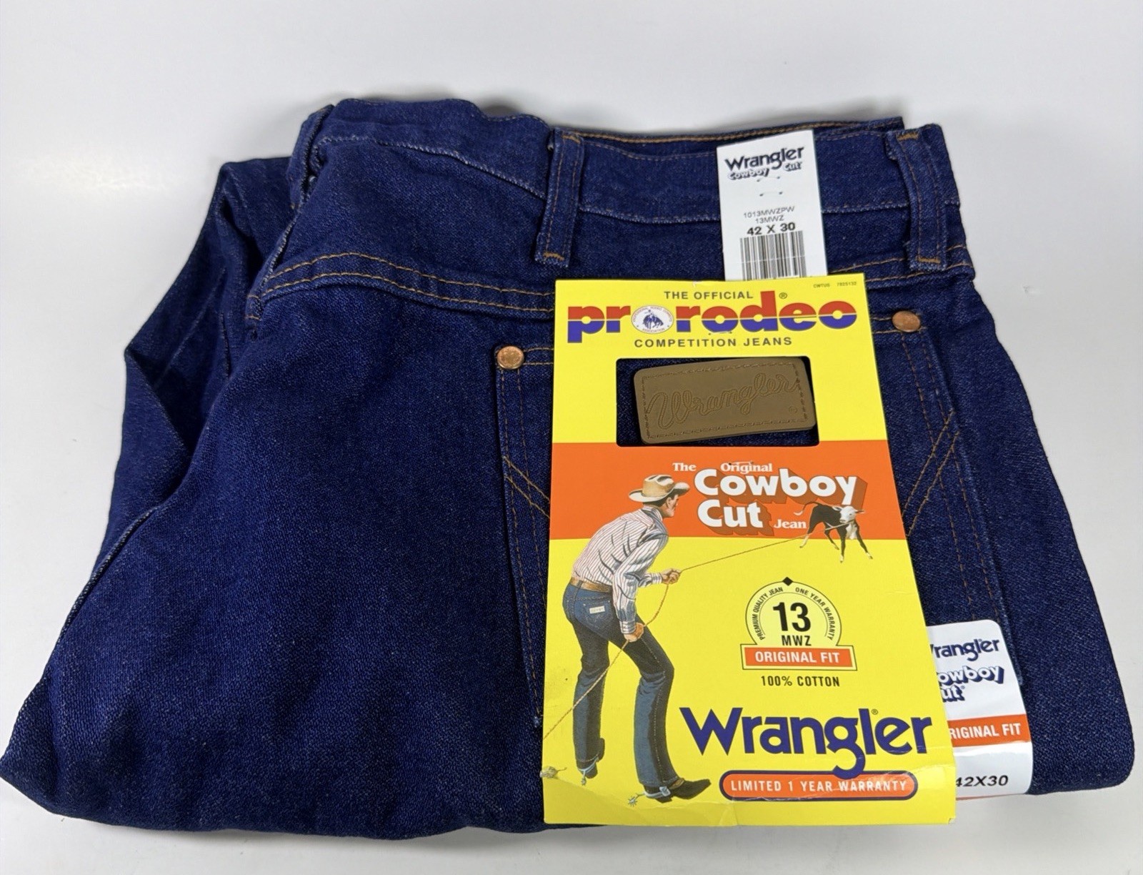 NEW Wrangler Pro Rodeo Original Fit Blue Jeans Cowboy Cut 13MWZ Mens 42×30 NWT