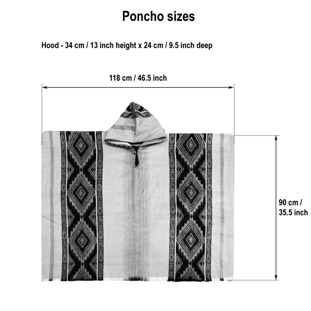 Lightweight BABY ALPACA Wool Hooded Poncho Pullover UNISEX Handmade in Ecuador