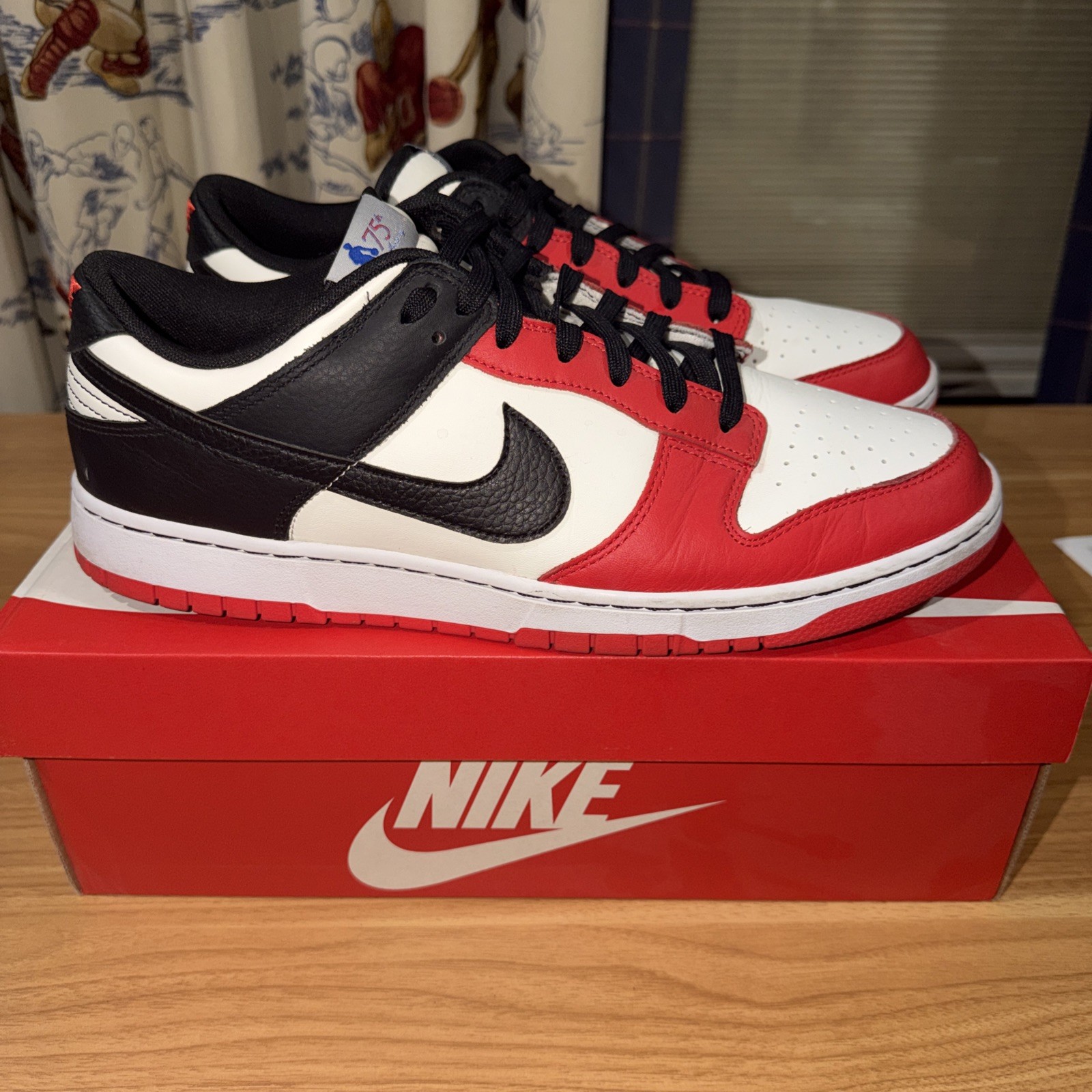 Nike Dunk Low EMB NBA 75th Chicago Men’s Size 13 PREOWNED w/ box